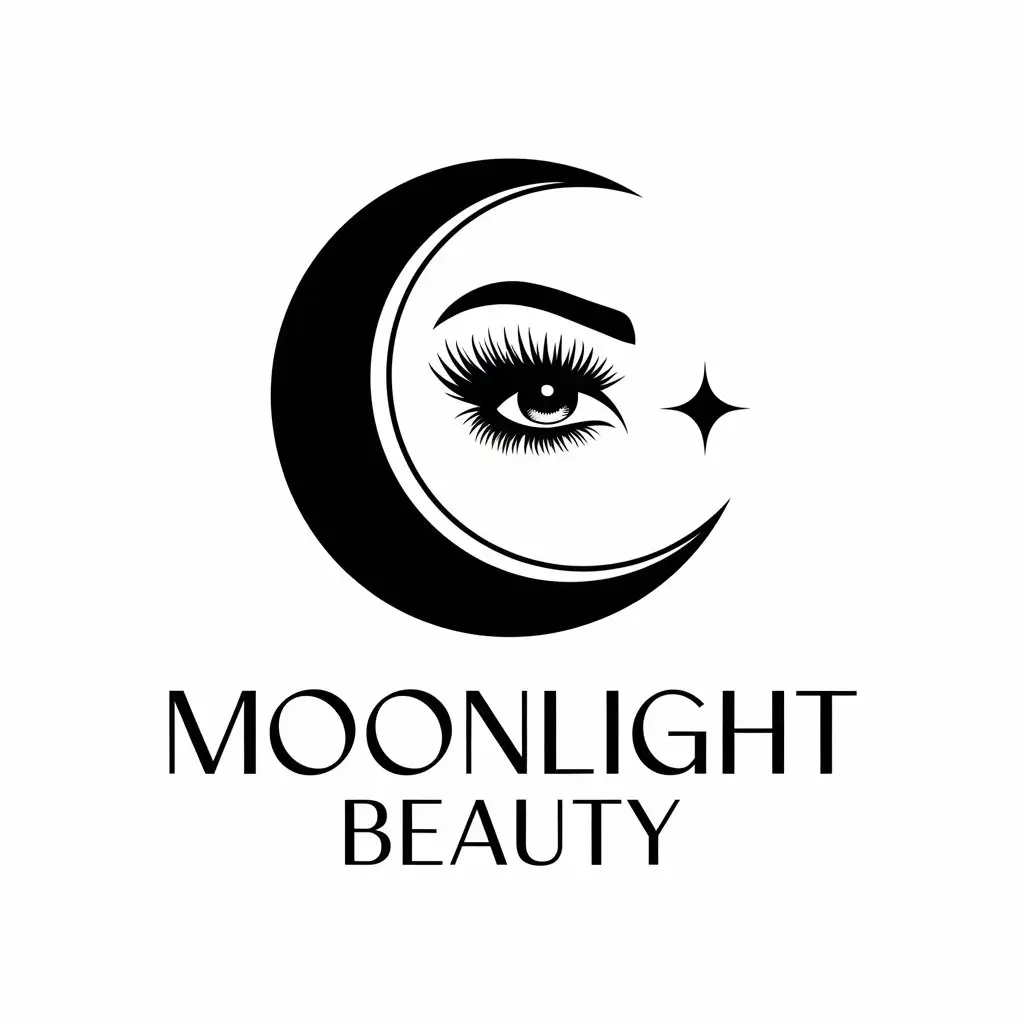 a vector logo design,with the text "Moonlight Beauty", main symbol:luna,ceja, belleza,Moderate,be used in Beauty Spa industry,clear background