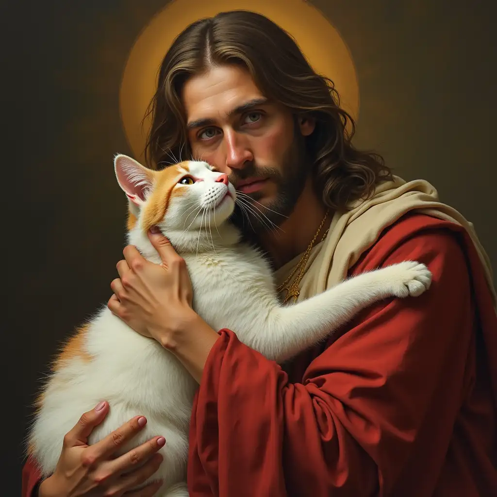 Jesus-Hugging-a-Cat-in-a-Gentle-Embrace