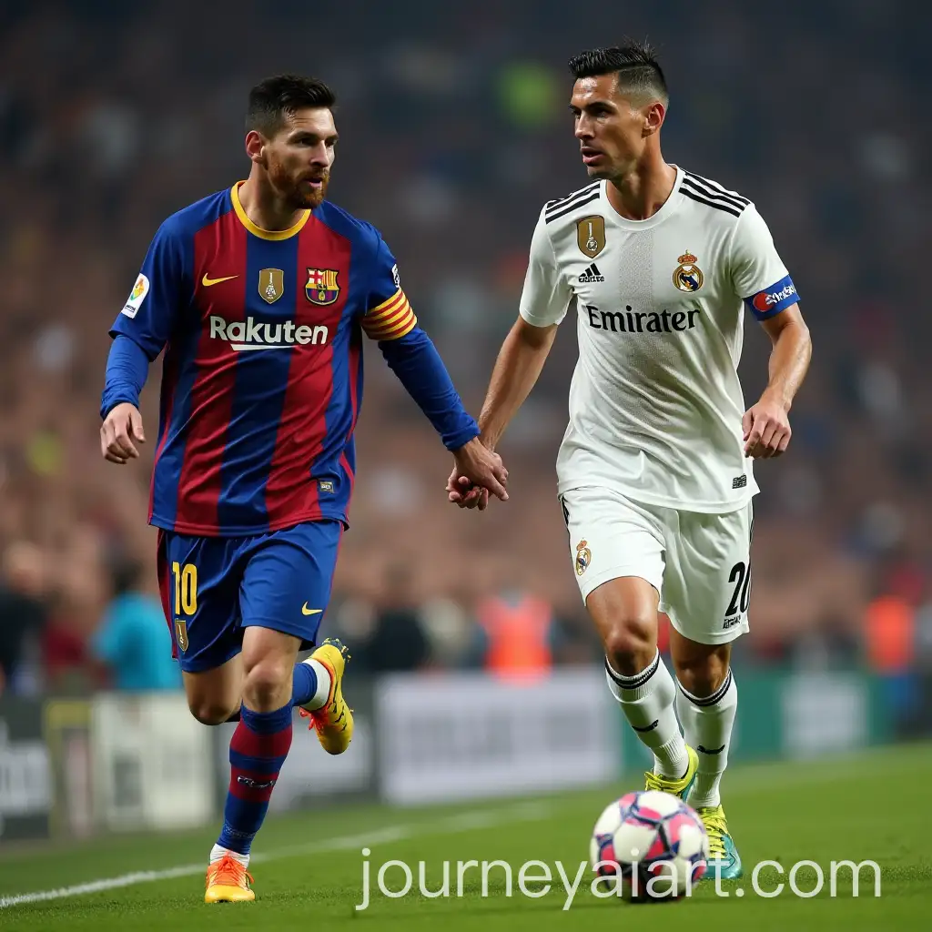 Messi-and-Ronaldo-Holding-Hands-in-Rival-Football-Jerseys