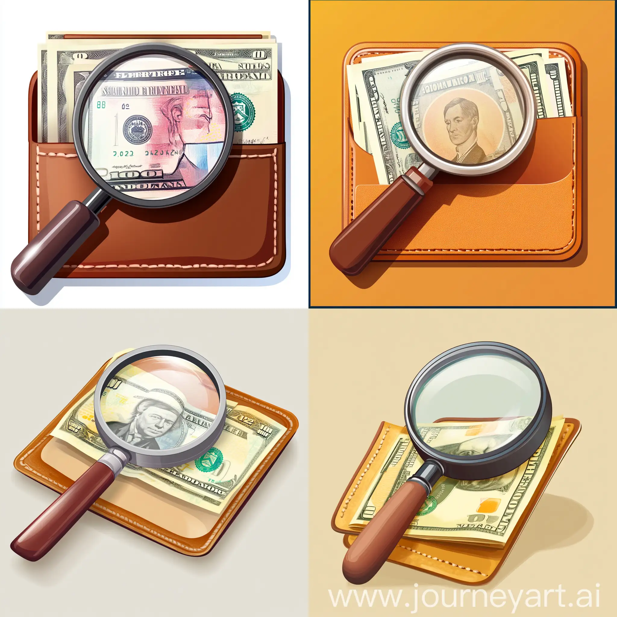 Vector-Logo-Magnifying-Glass-on-Wallet-with-Russian-Money