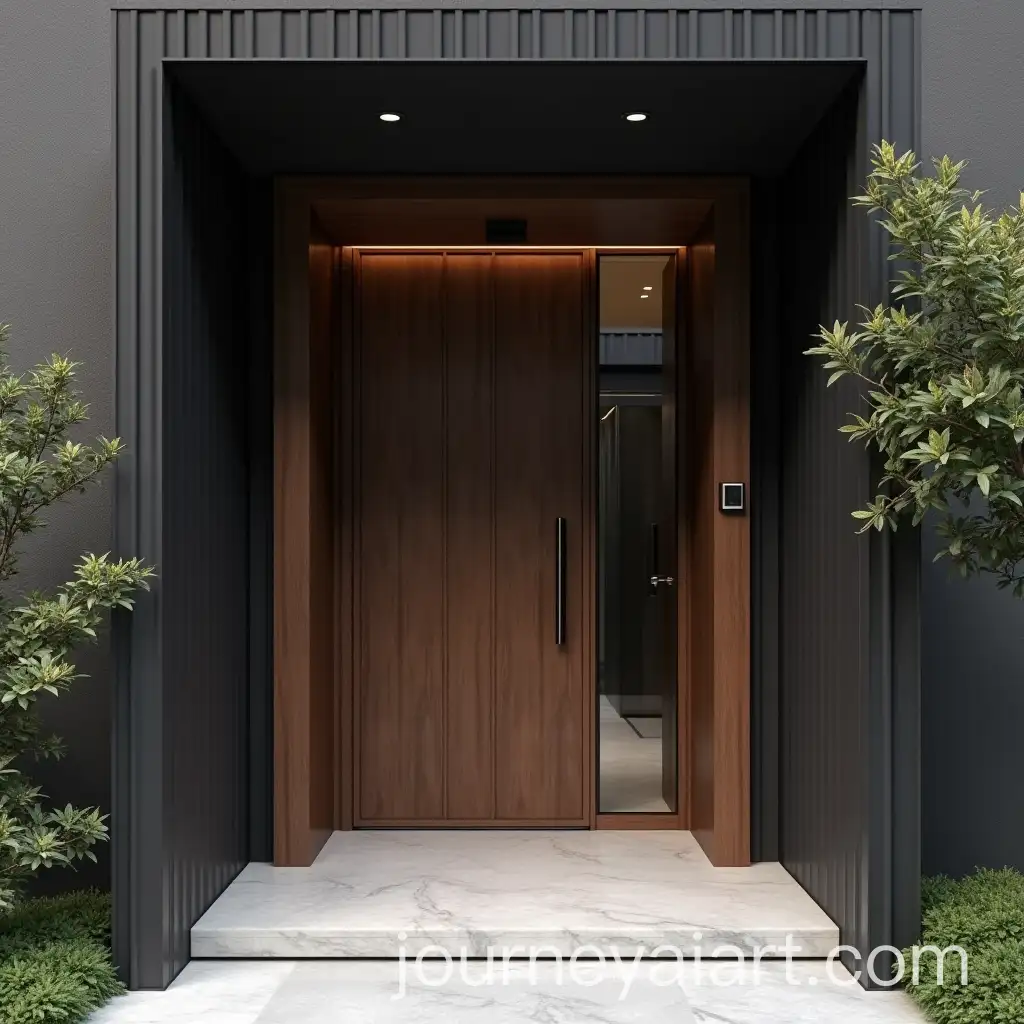 Luxurious-Wooden-Apartment-Entrance-with-Black-Accents-and-Airy-White-Vibe