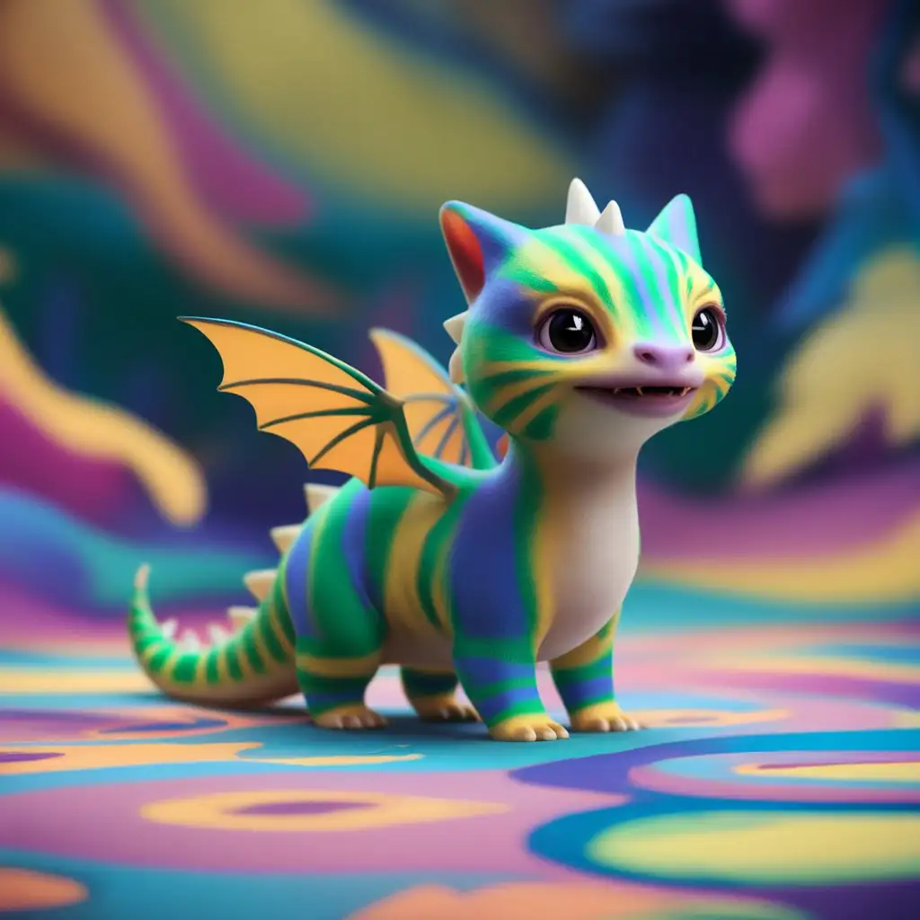 Adorable Tiny Pet Monster Character in Pixar Animation Style