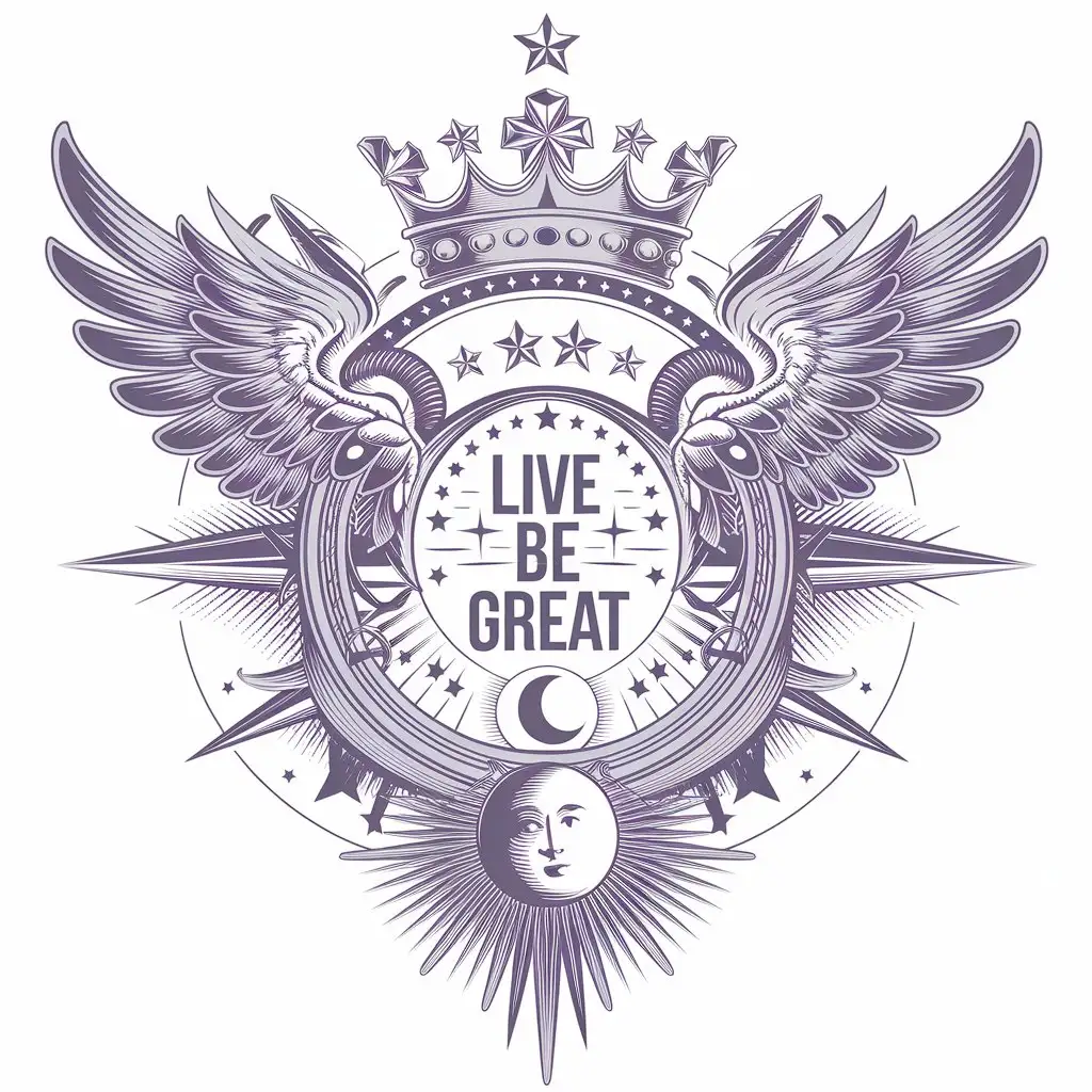 LOGO Design for Live Be Great Crown Stars Angel Wings Sun and Moon for Nonprofit Industry