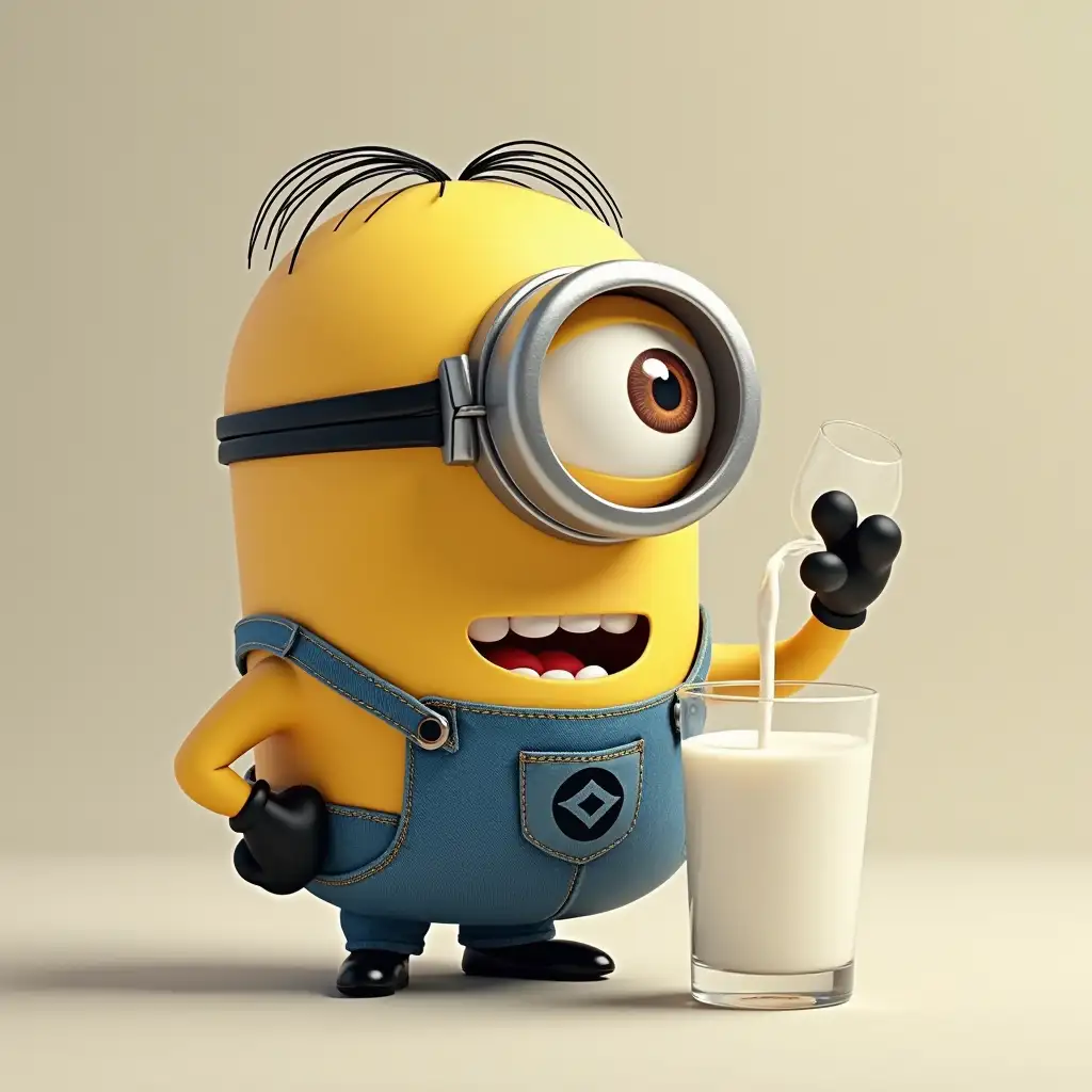 Minion drinks milk