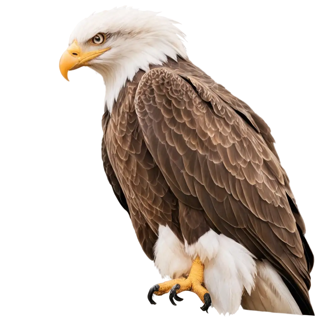 Generate a HD image in detail of the upper body of an American bald eagle close up of the face. This image will be used as a tattoo piece for a sleeve