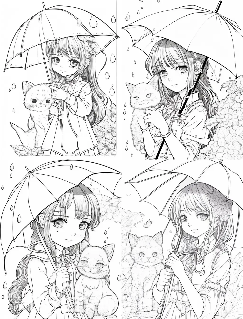 Anime-Girl-with-Umbrella-and-Cat-for-Coloring
