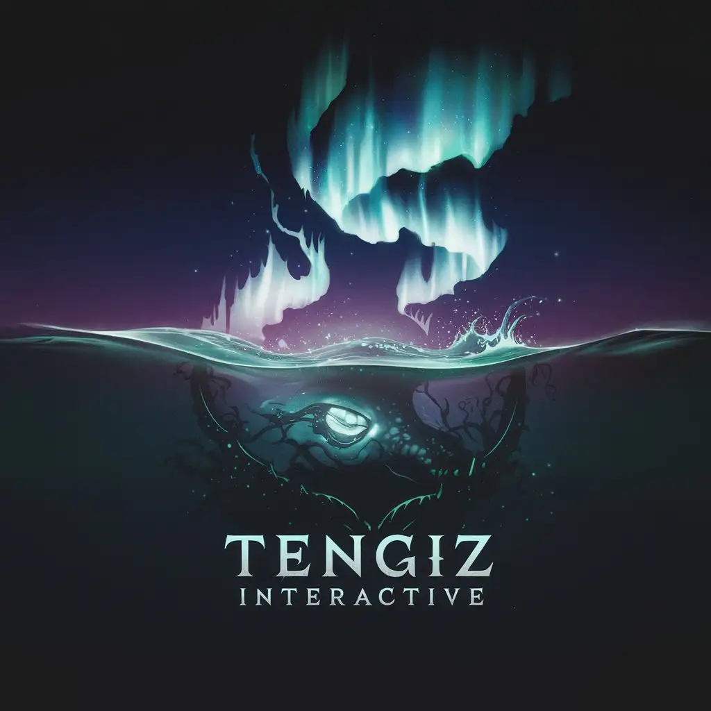 LOGO Design for Tengiz Interactive Glowing Aurora and Mysterious Sea Creature Theme