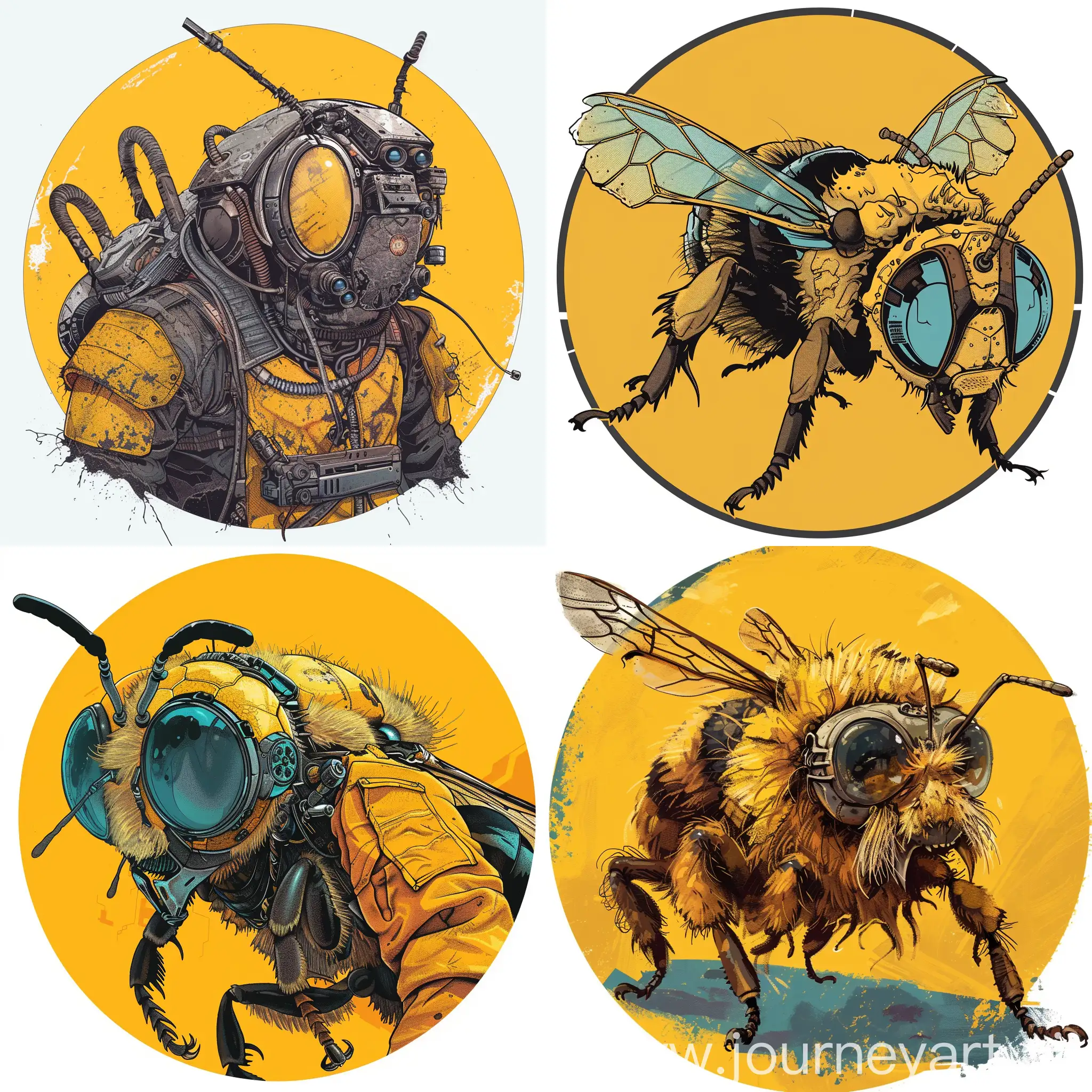 Cartoon-Style-Poor-Old-Bee-in-Cyberpunk-Circle-Portrait