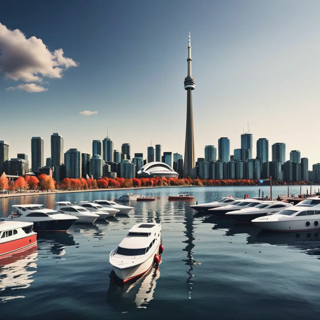 Toronto Skyline with CN Tower and Foreground Boats