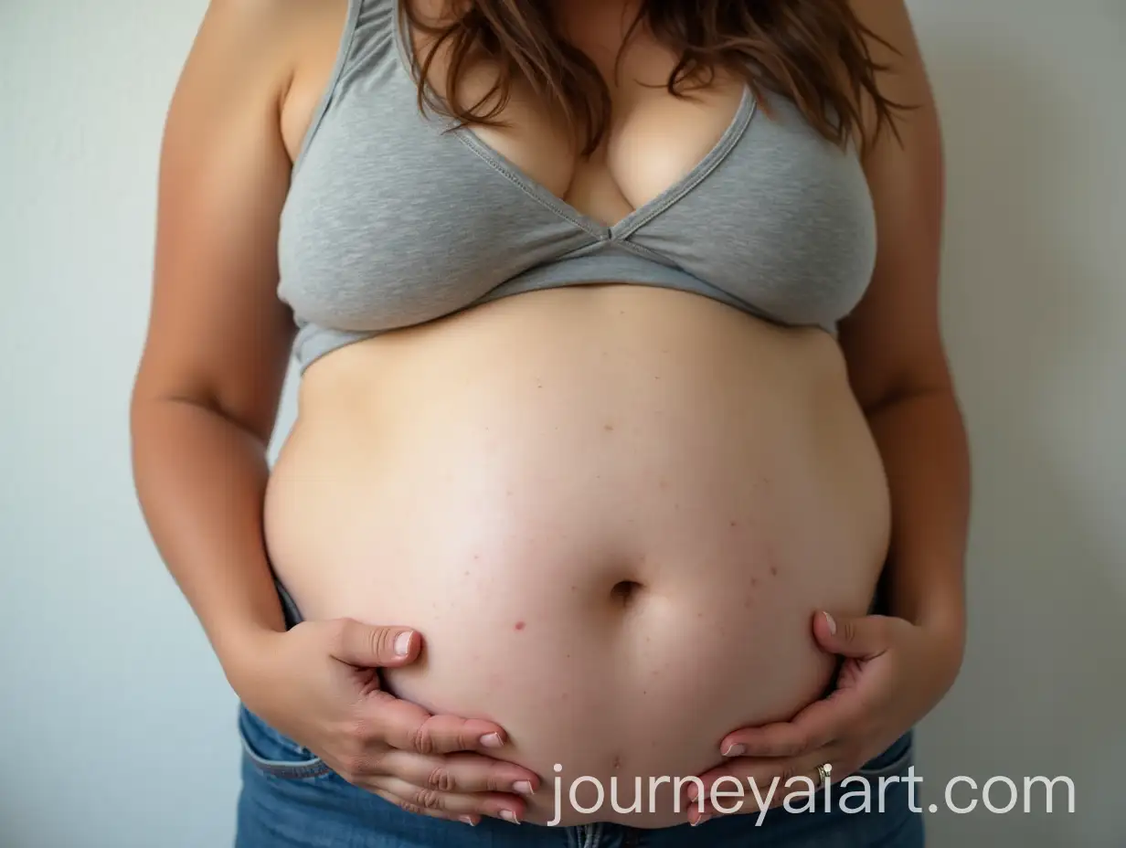 Unhappy-Overweight-Woman-with-Sagging-Belly-and-Untidy-Hair