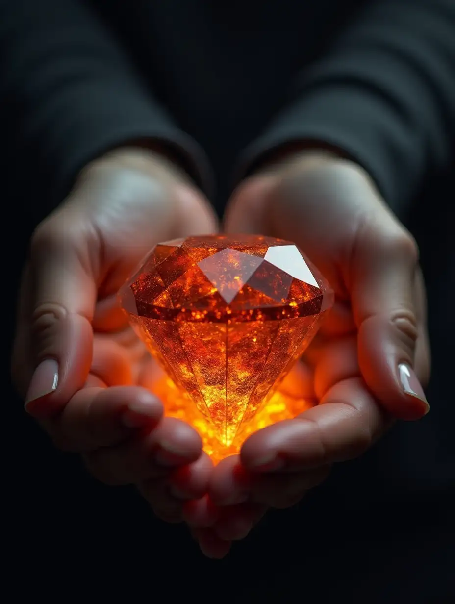 Realistic-Woman-Holding-a-LavaFilled-Diamond