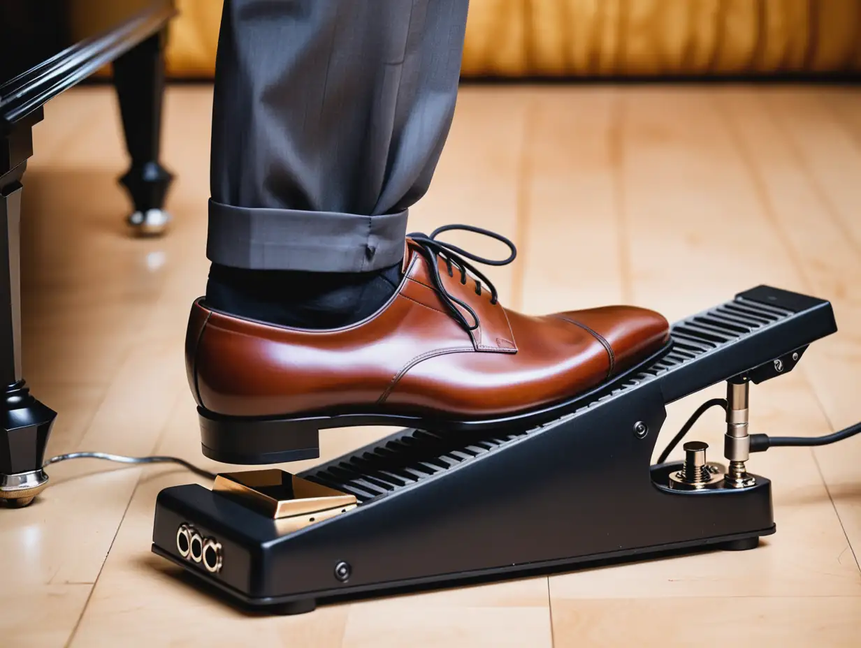 CloseUp of a Luxurious Shoe with a Sustain Pedal