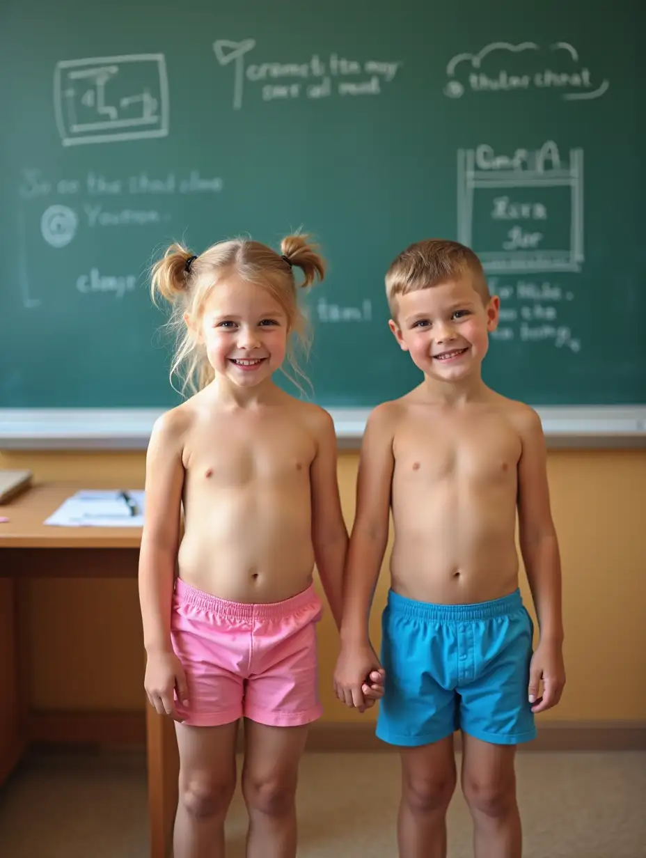 Adorable-Kids-in-Swimwear-Posing-for-Class-Photo