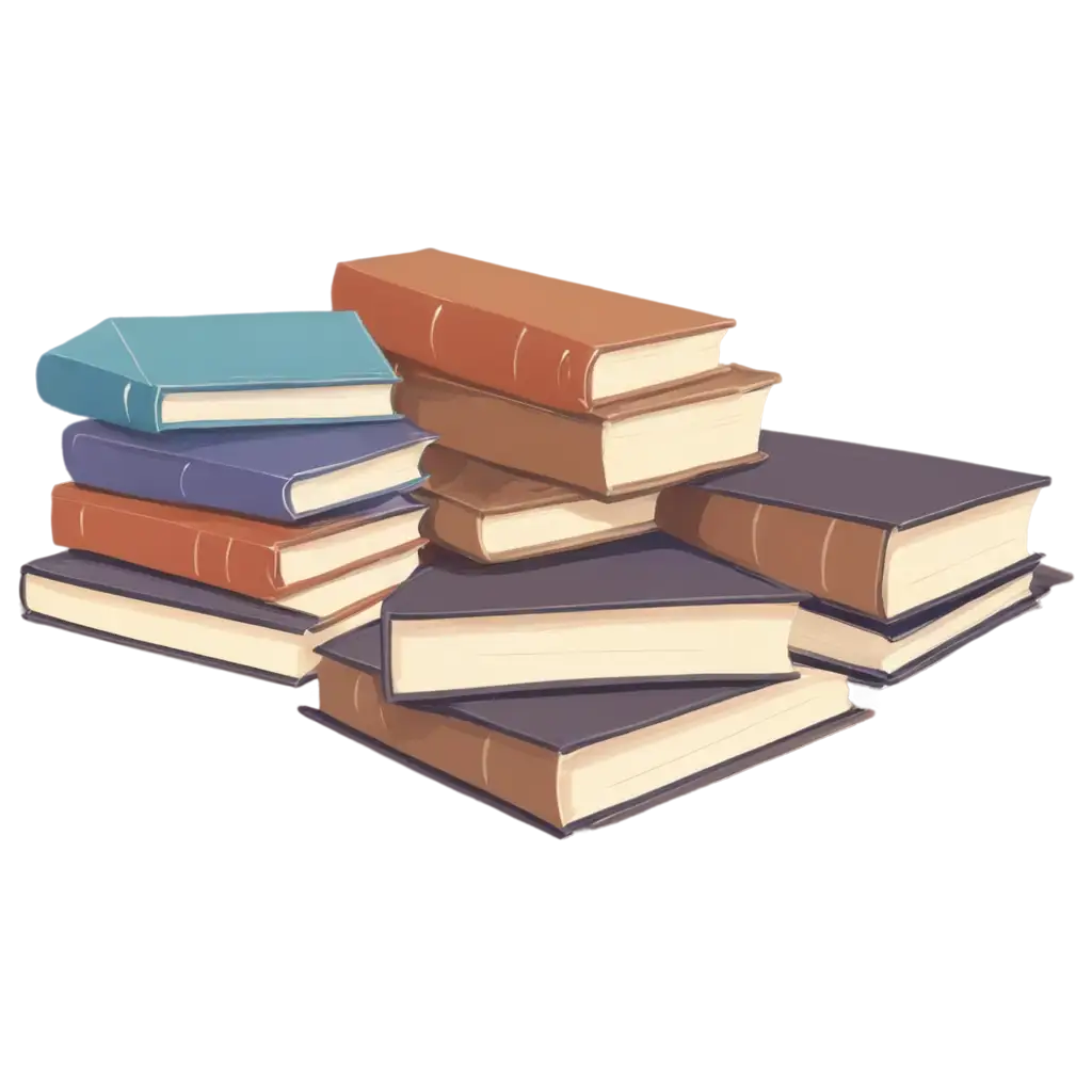 anime piled books png