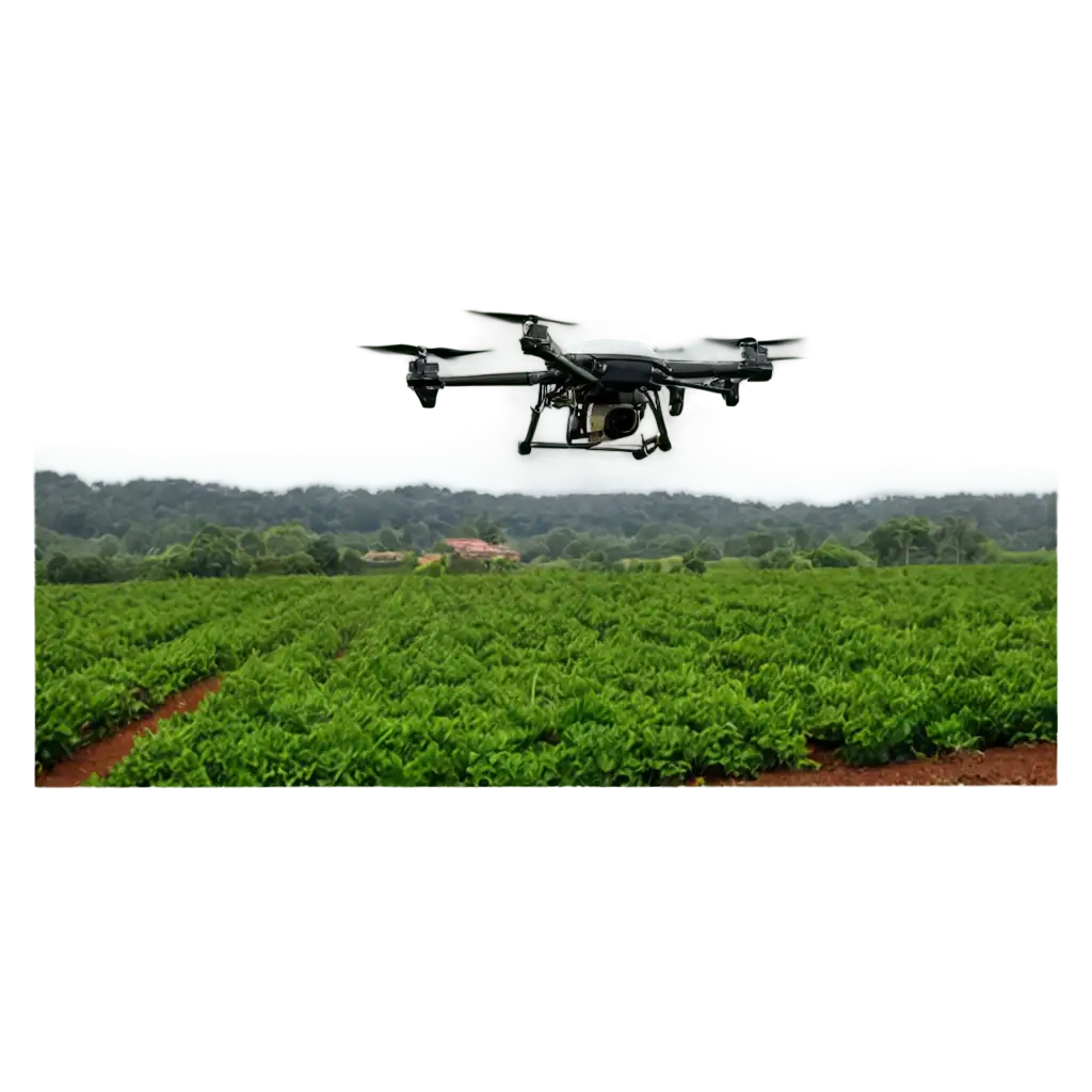 Drone pulverizing a beautiful plantation