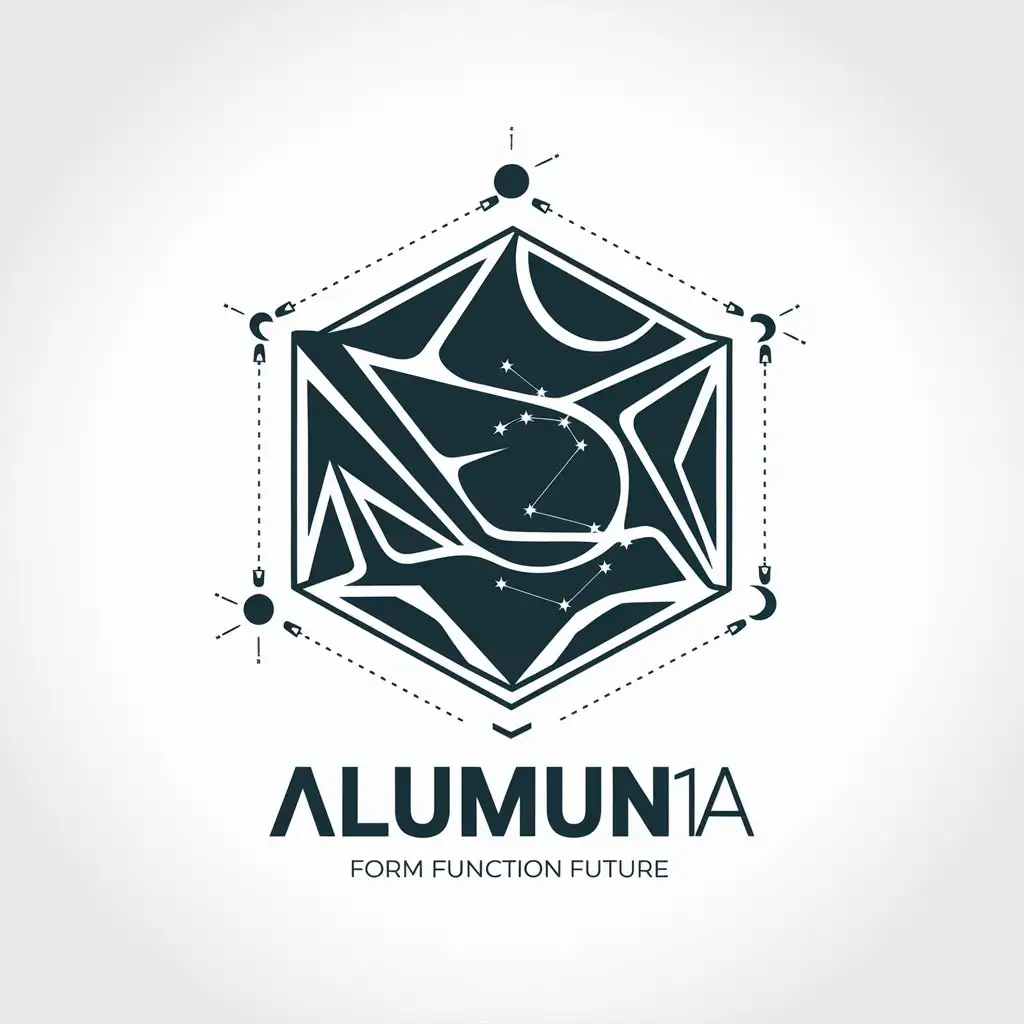 LOGO Design for Alumun1a Dynamic Geometrical Lines Crescent Moon and Corvus Constellation for Music Videography and Technology Industry