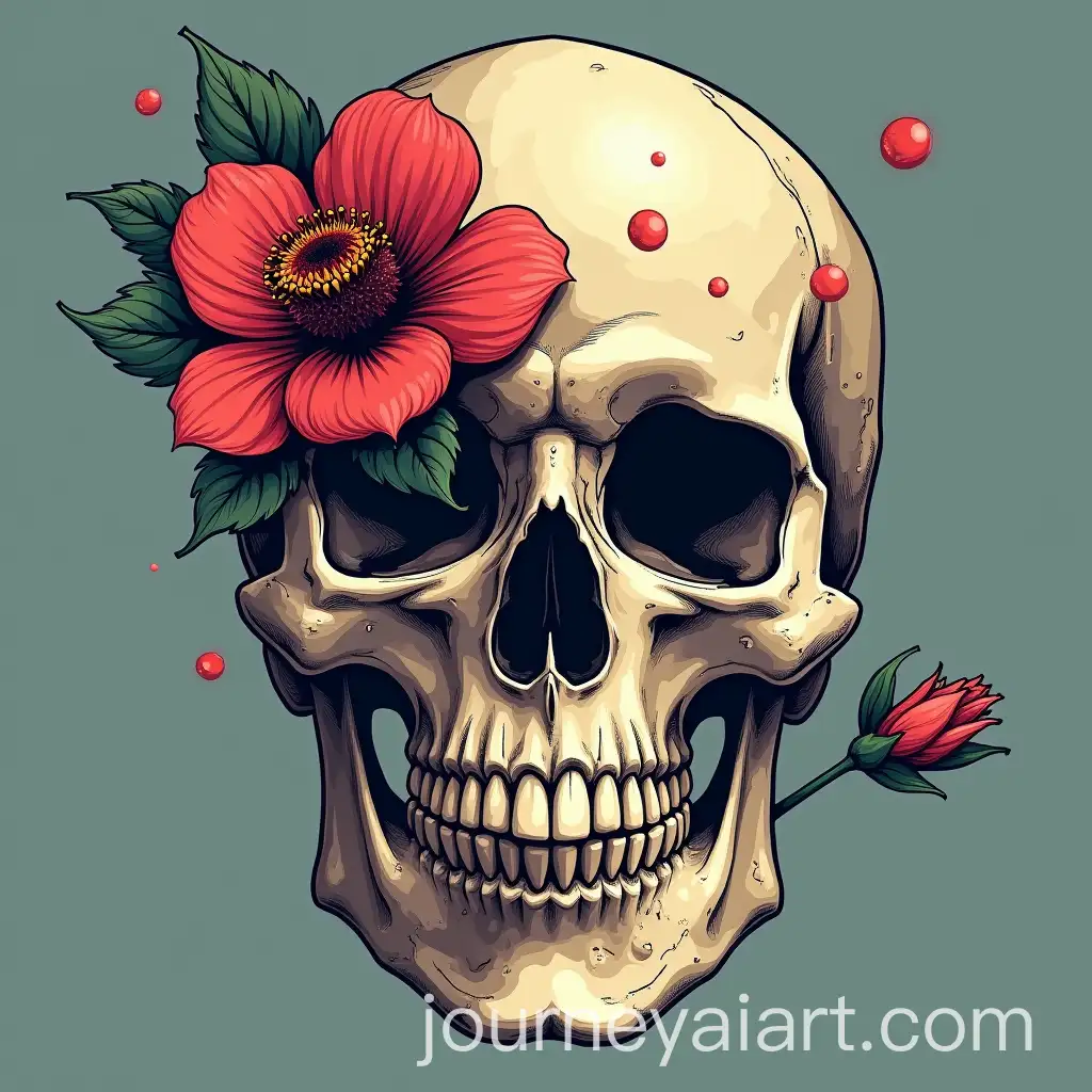 Skull-with-Flower-Design-for-Streetwear-Brand