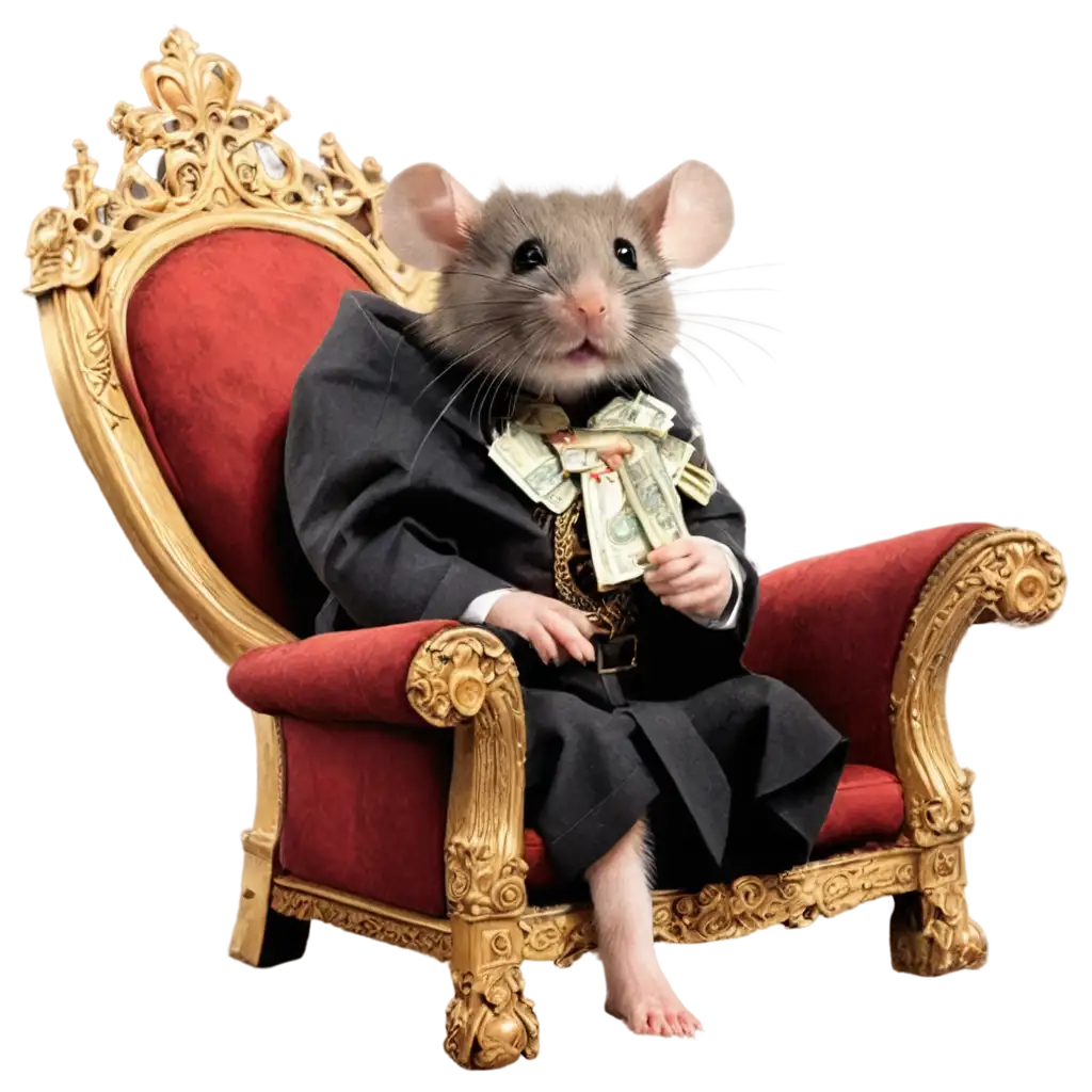 Mouse-Sitting-on-a-Kings-Chair-with-Lots-of-Money-PNG-HighQuality-Transparent-Image-for-Creative-Projects