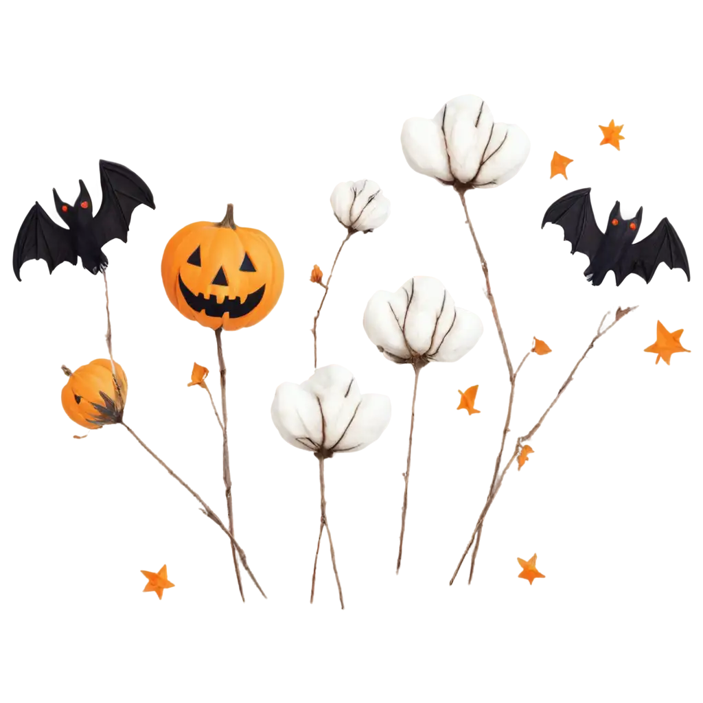 Cotton-Flowers-with-Halloween-Theme-HighQuality-PNG-Image-for-Seasonal-Designs