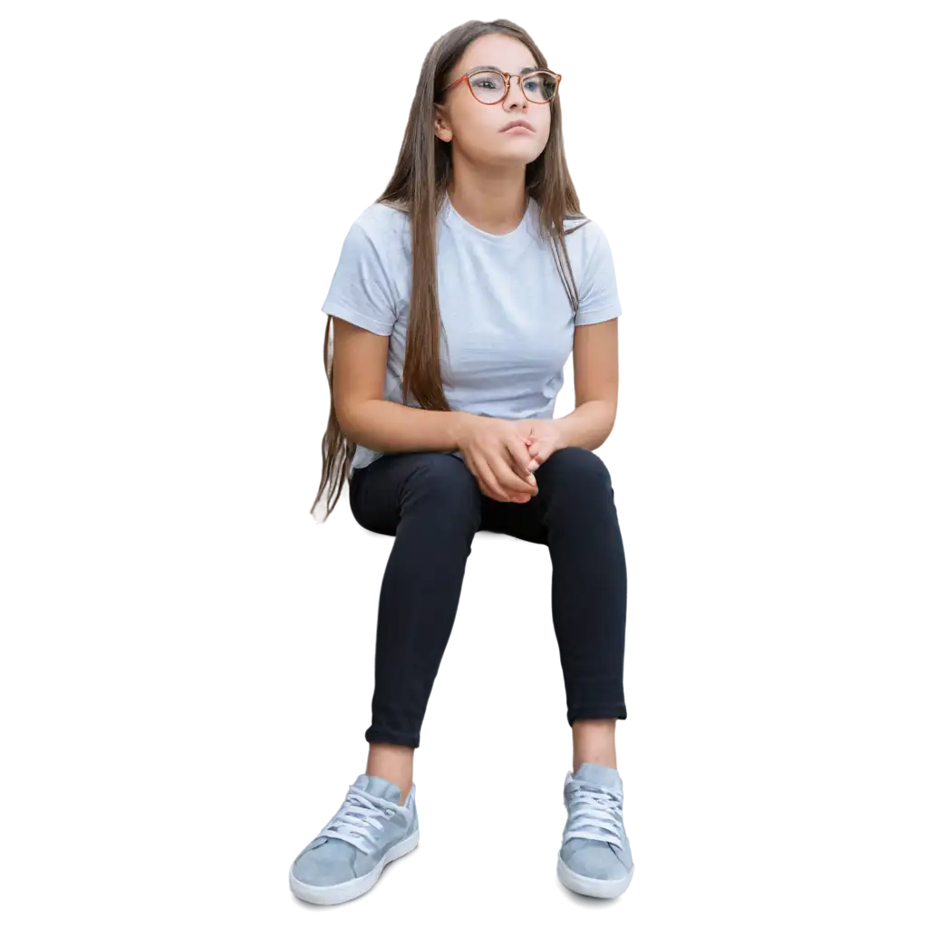 Young-Girl-Wearing-Glasses-Sitting-by-a-Lake-HighQuality-PNG-Image