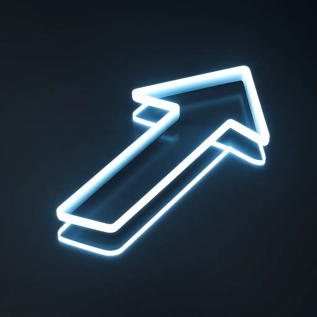 3D-White-Arrow-with-Glowing-Edges-on-Dark-Background