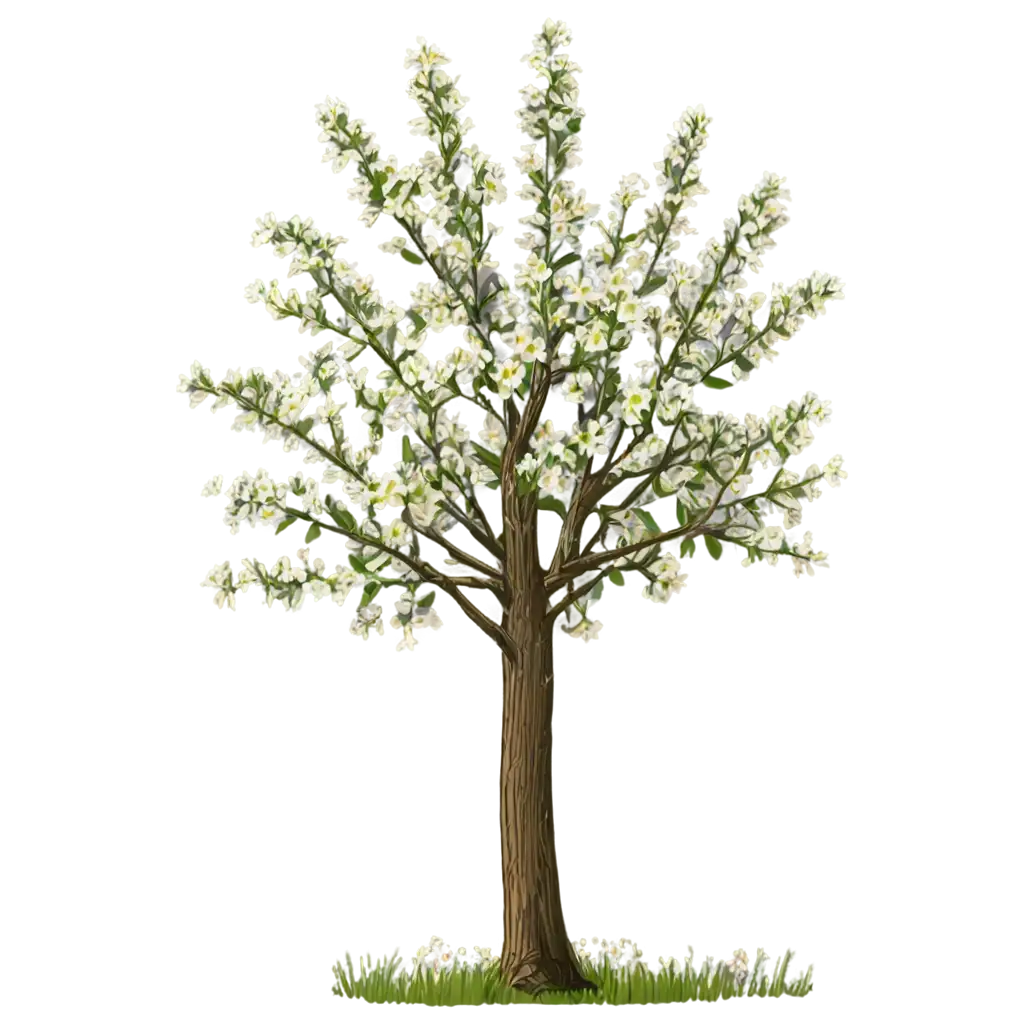 Tree-with-Flowering-Tips-Cartoon-PNG-Vibrant-and-HighQuality-Image-for-Various-Uses