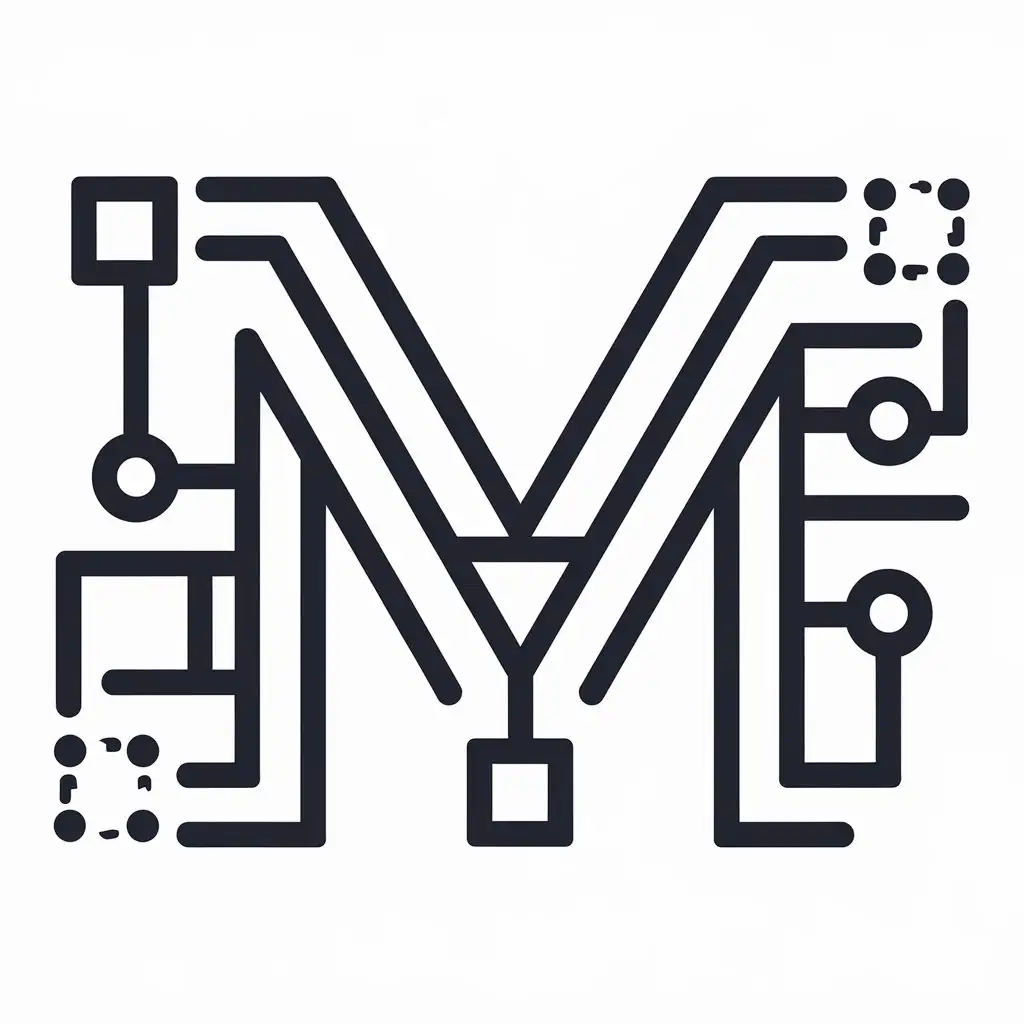 a vector logo design,with the text "M", main symbol:Internet programming computer,complex,be used in Technology industry,clear background