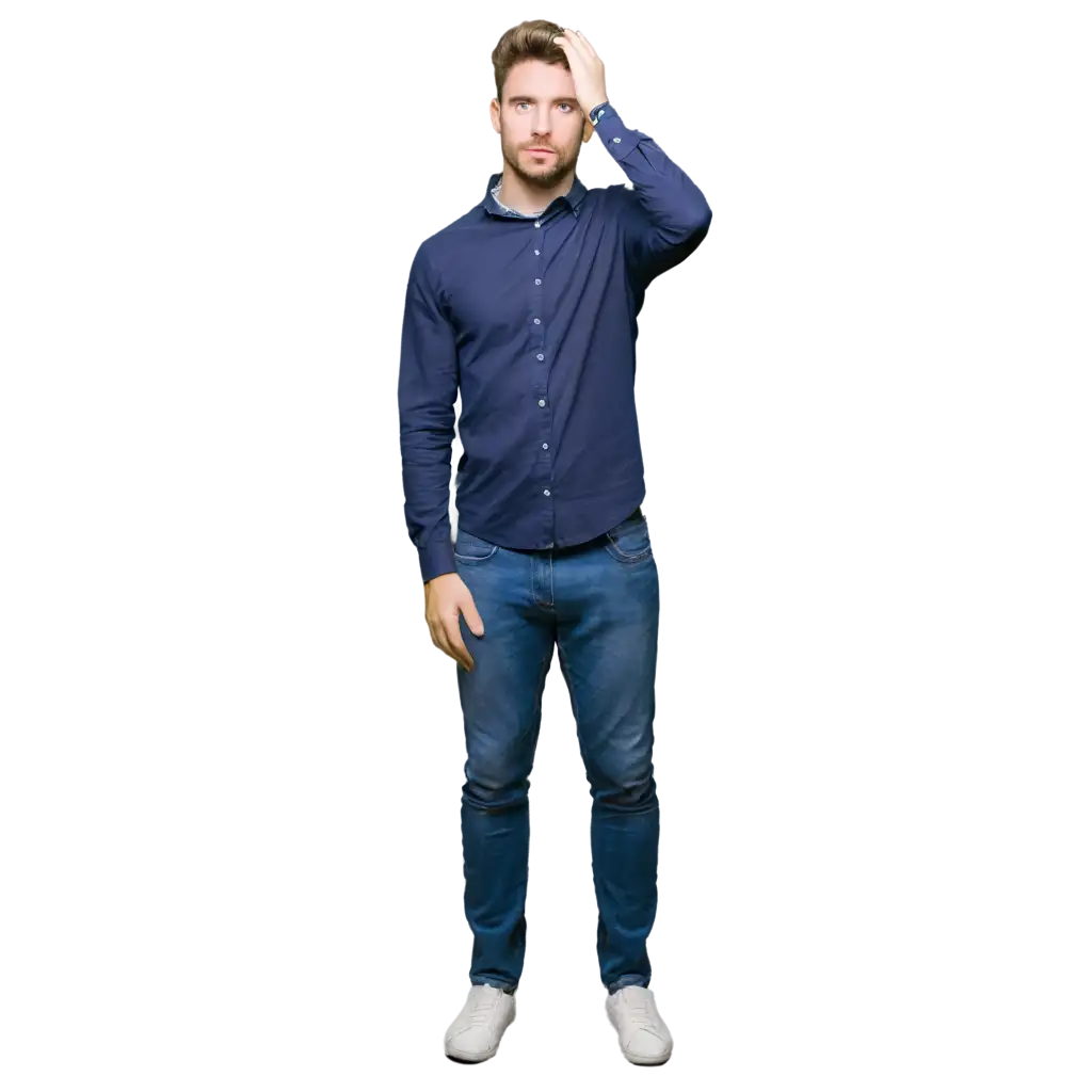 Thoughtful-Man-with-Hand-on-Head-PNG-Image-Reflective-Pose-for-Visual-Content