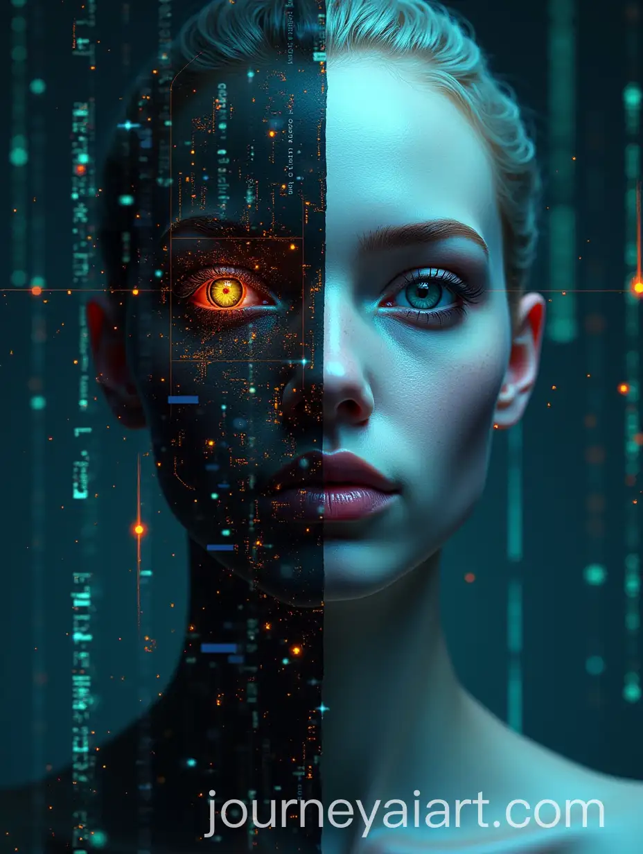 Human-Identity-Digitalization-Half-Human-Half-Digital-Mask