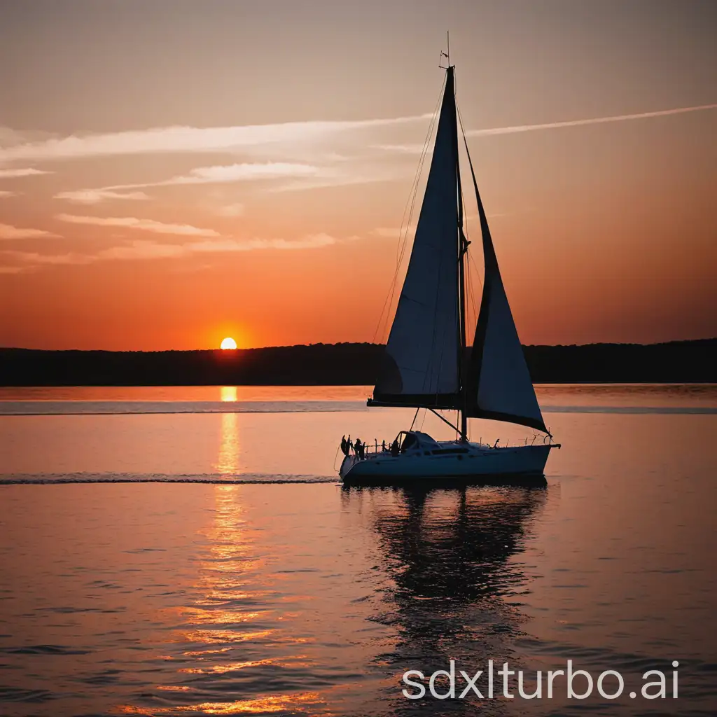 a sailboat at sunset