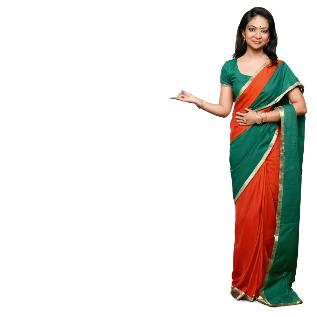 Stunning-PNG-Image-of-an-Indian-News-Anchor-Dressed-in-Traditional-Saree