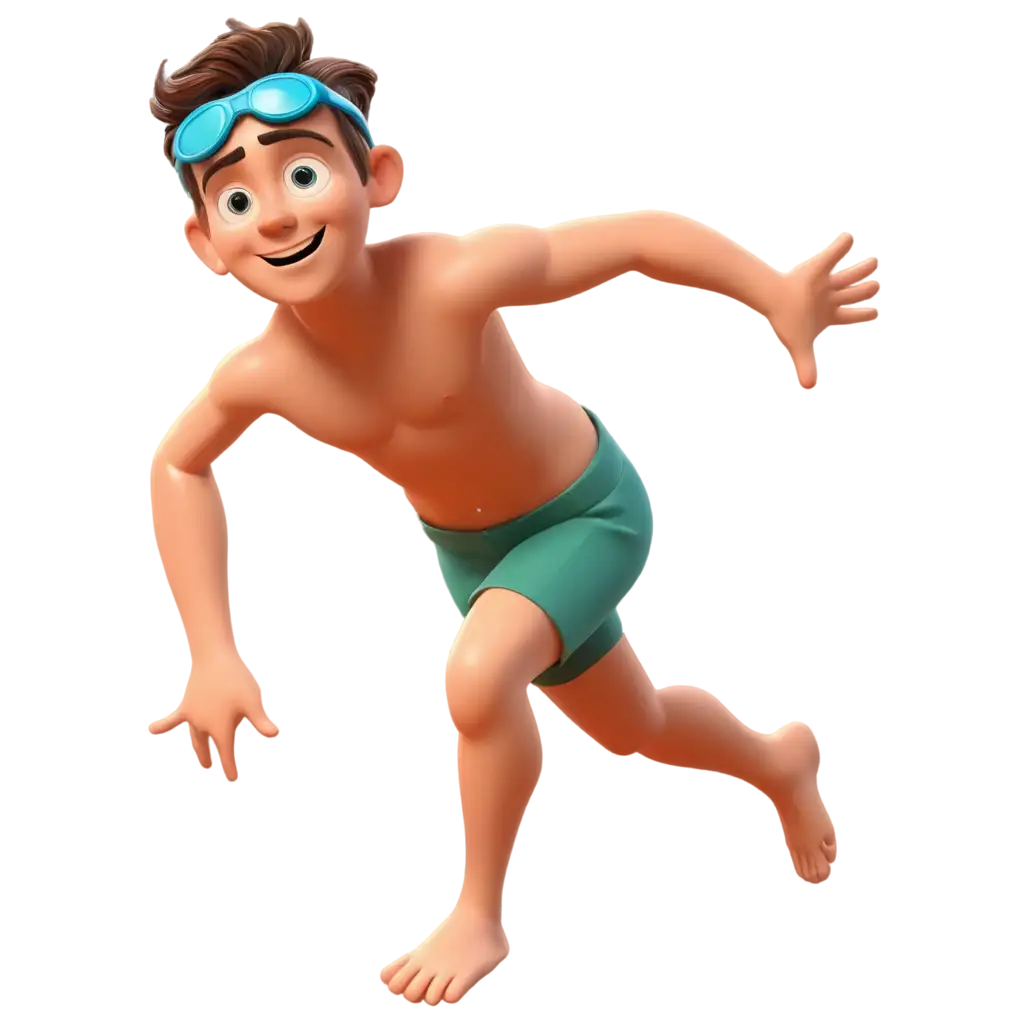 Cheerful-Cartoon-Boy-in-Swimming-Trunks-and-Goggles-PNG-Image-3D-Style-C4D-Render