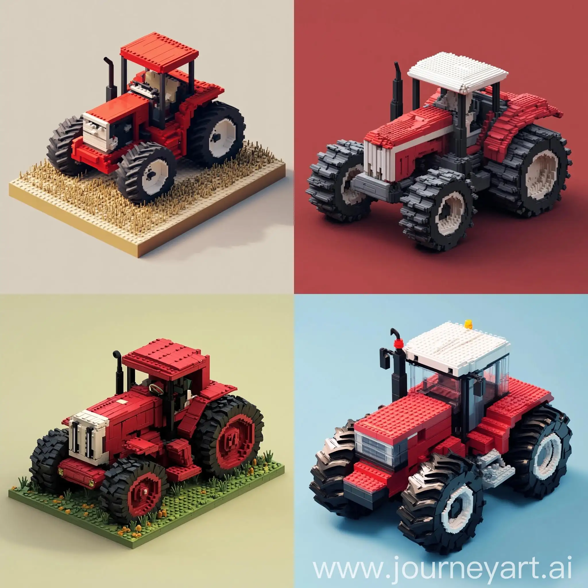 Colorful-Voxel-Art-of-Tractor-Parts