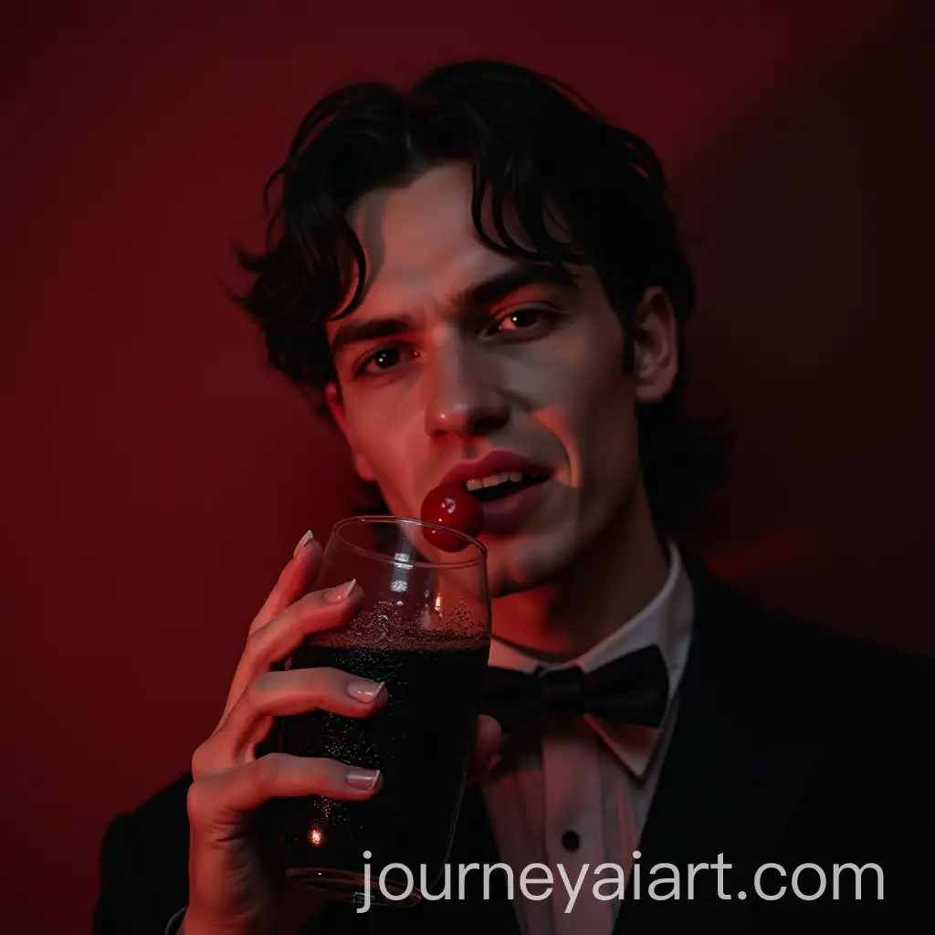 Vampire-Enjoying-Cherry-Coke-with-Fangs