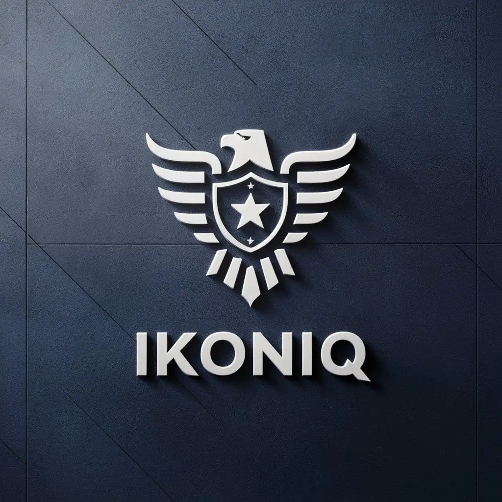 LOGO Design For IKONIQ Minimalistic Eagle Shield and Stars Symbol