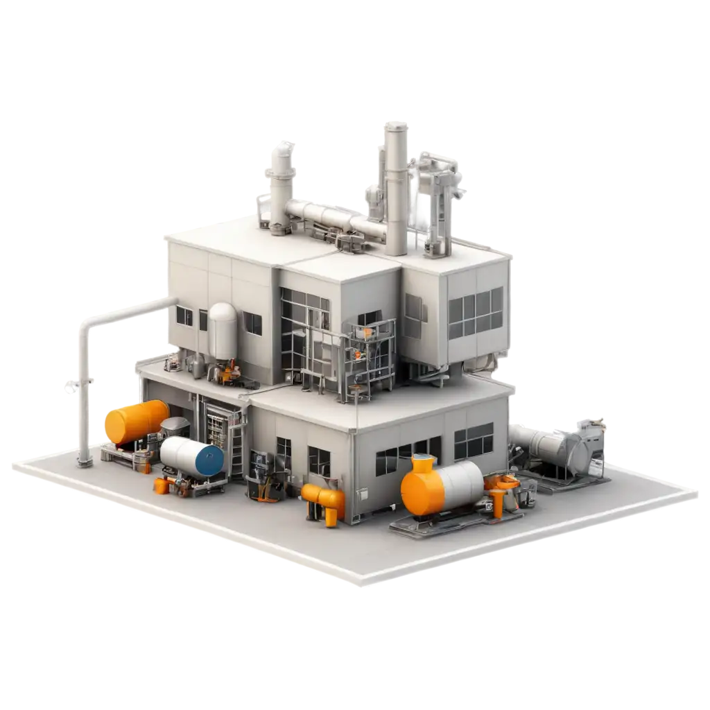 Realistic-PNG-Image-of-a-Small-Factory-Workshop-with-Office-Building-and-Pipes