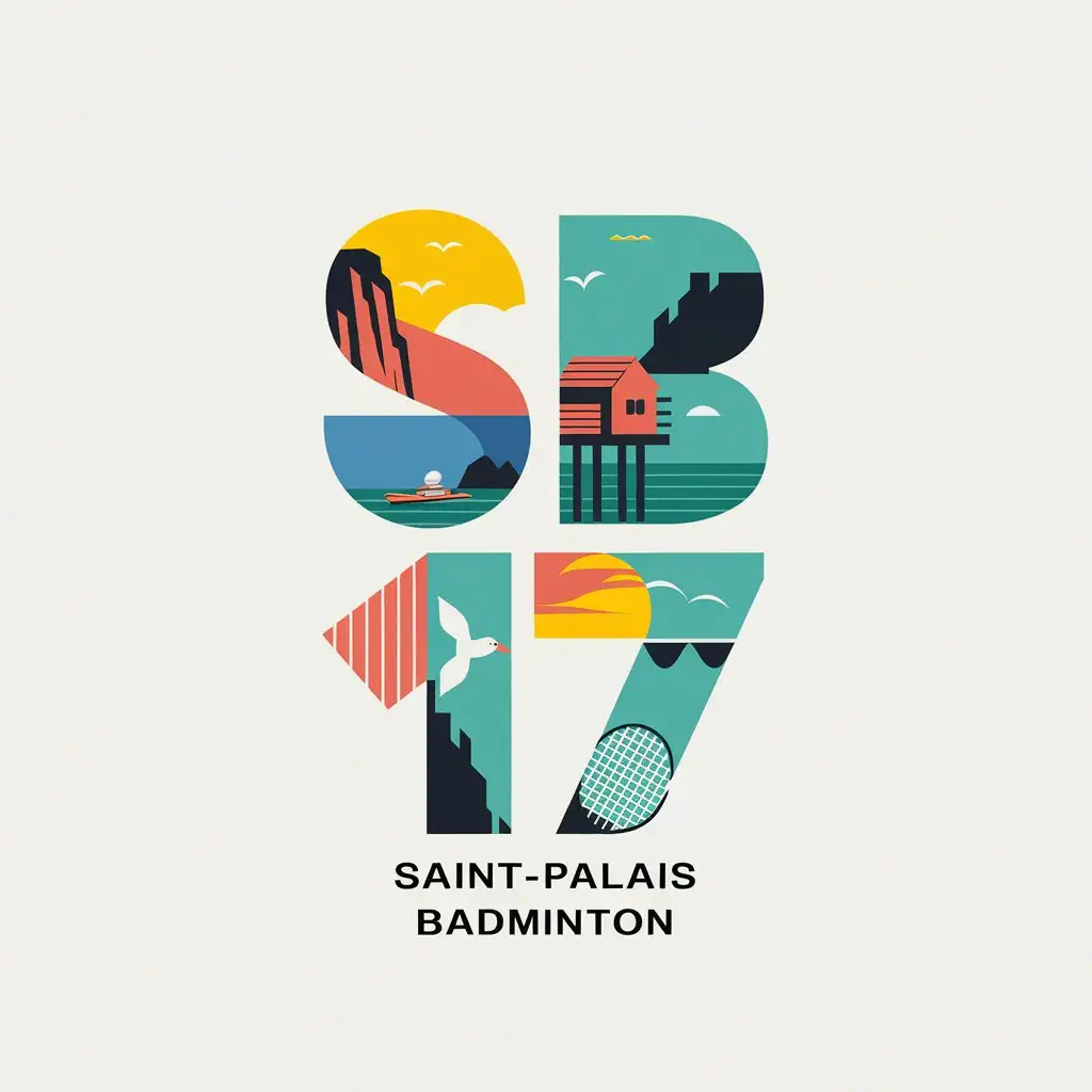 LOGO Design for SaintPalais Badminton Abstract Pastel Typography with Coastal and Sports Elements