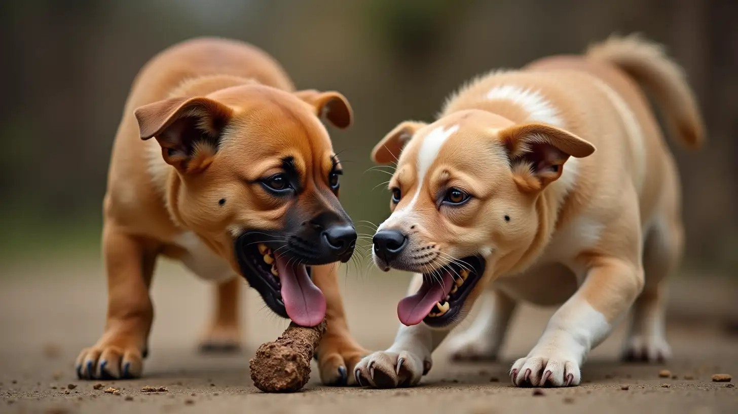 Two Angry Dogs Fighting Over a Bone