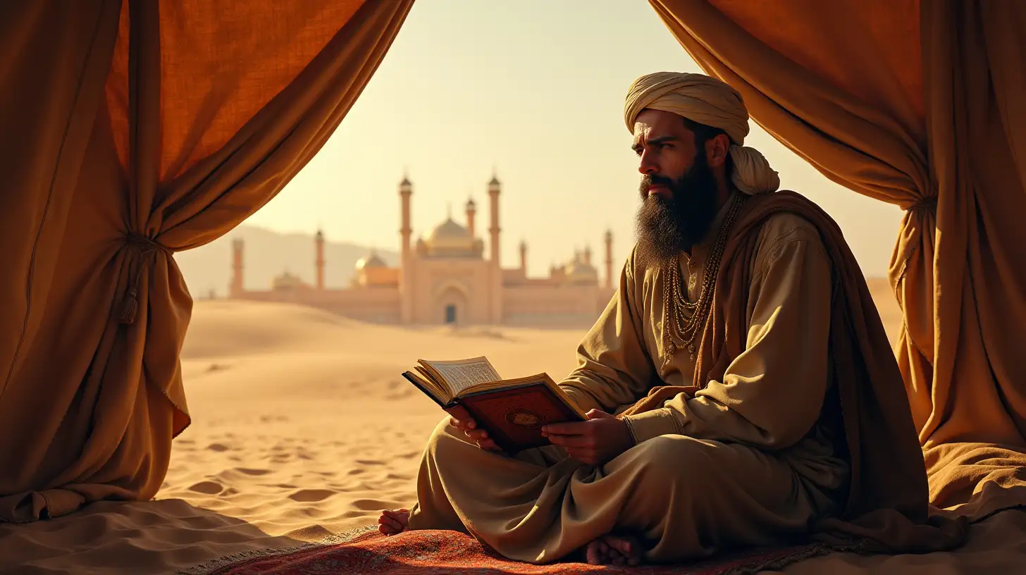 Hazreti Osman in Contemplation Central Asian Islamic Leader in the Arabian Desert