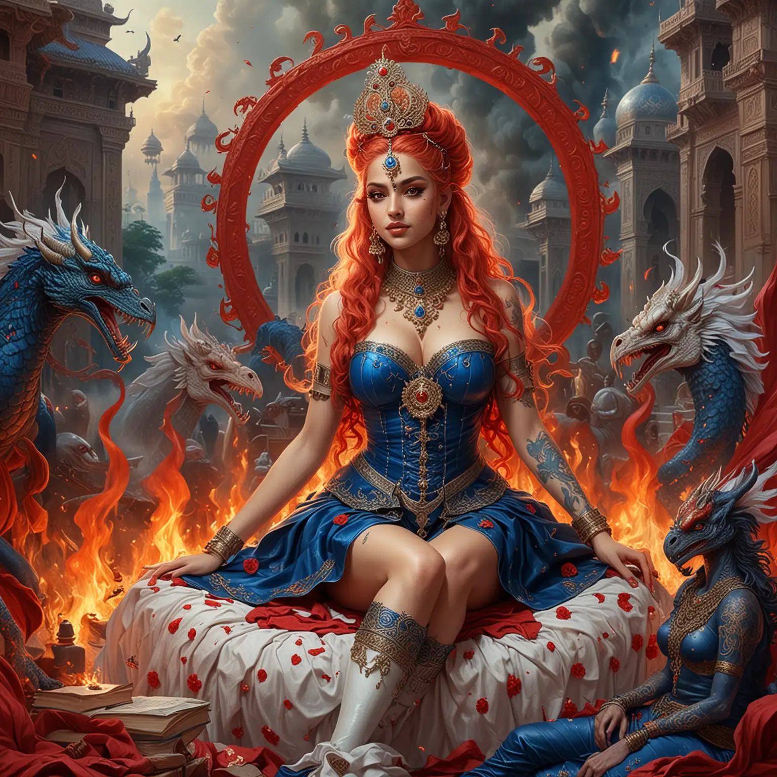 Adolescent Empress Goddesses as Alien Sorceresses in Fiery Fantasy Setting