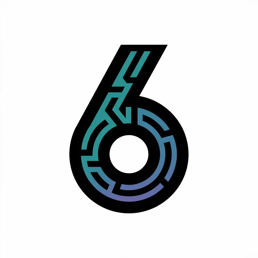 LOGO Design for 6 Vector Number Symbol with Moderate Style for Technology Industry