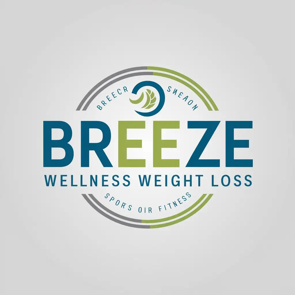 LOGO Design For Breeze Wellness Weight Loss Primarily Blue and Green or Electric Blue and Grey with Symbol of Wellness and Weight Loss