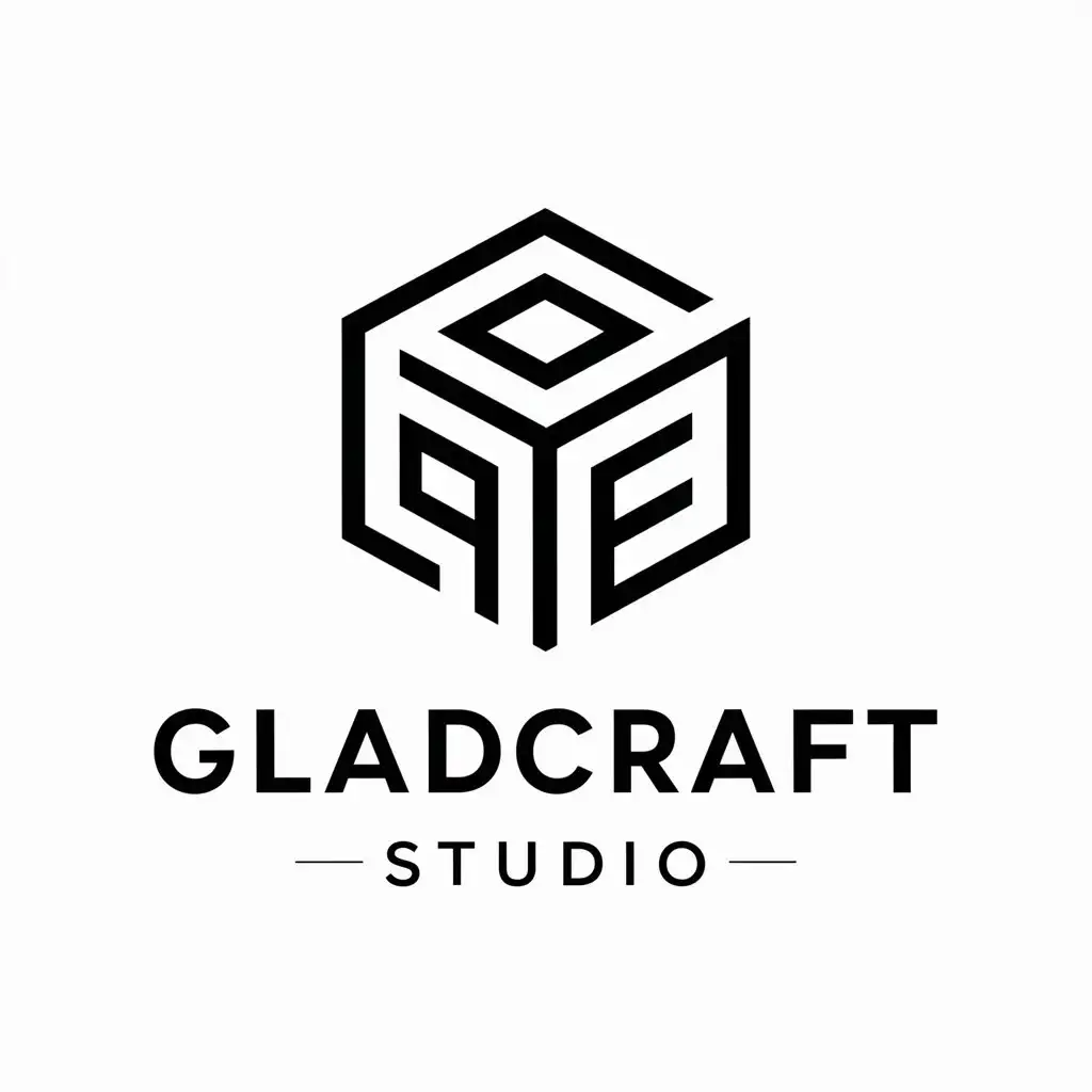 a vector logo design,with the text "Gladcraft studio, producing content such as Minecraft game mods, small games, and mini-program development", main symbol:cube,Minimalistic,be used in Internet industry,clear background