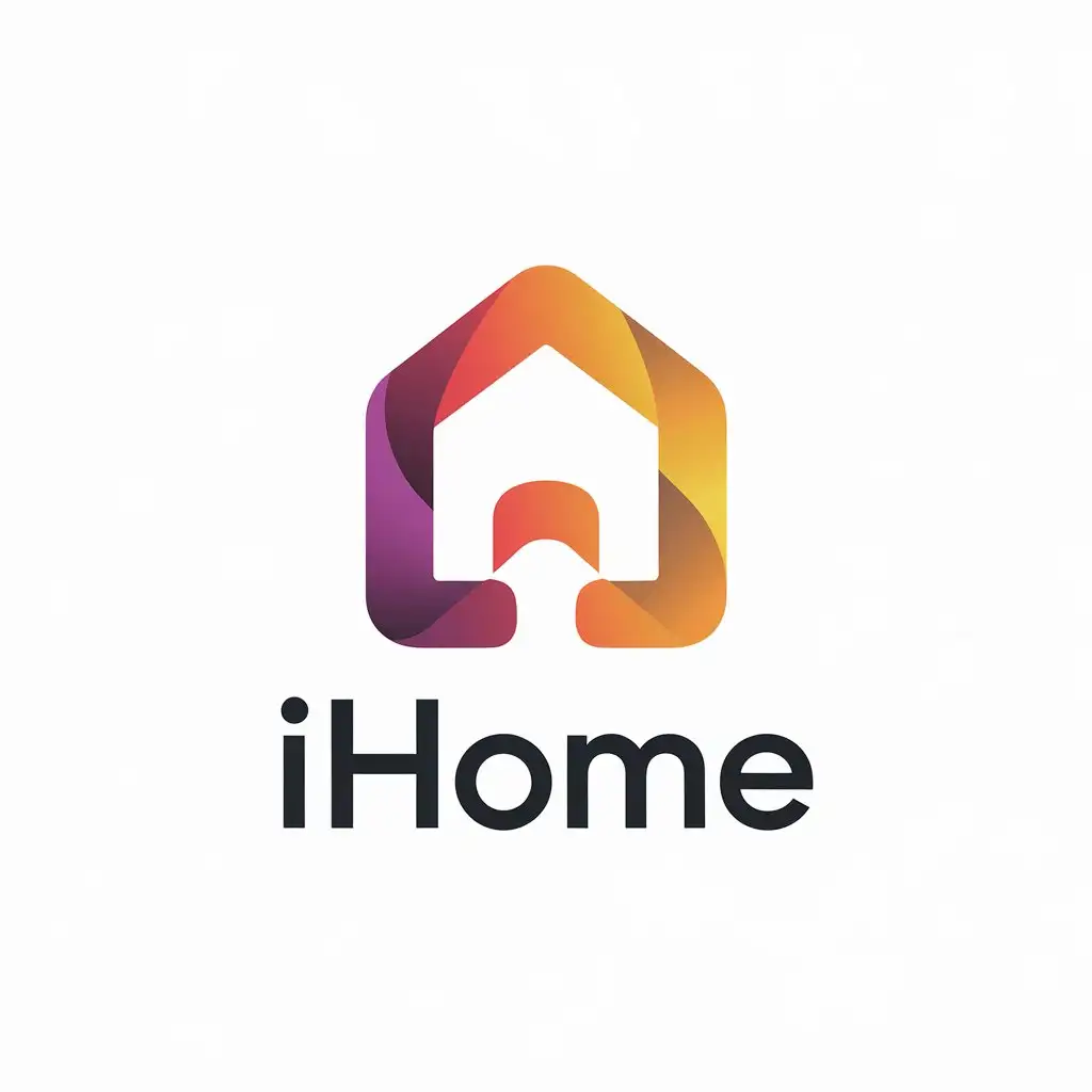 a vector logo design,with the text "iHome", main symbol:House, Apple software,Minimalistic,be used in Internet industry,clear background