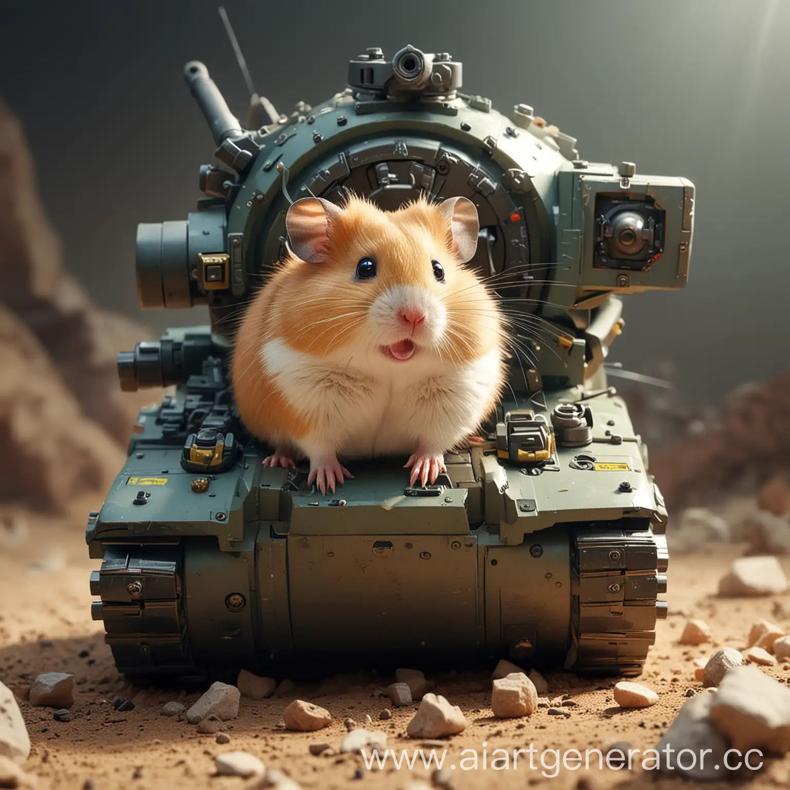 Hamster-Controlling-Giant-Turret-in-Combat-Scene