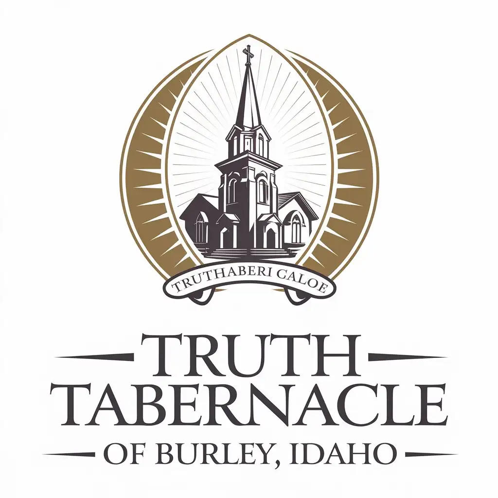 LOGO Design for Truth Tabernacle of Burley Idaho Elegant Gold White Church Symbol with Serif Font