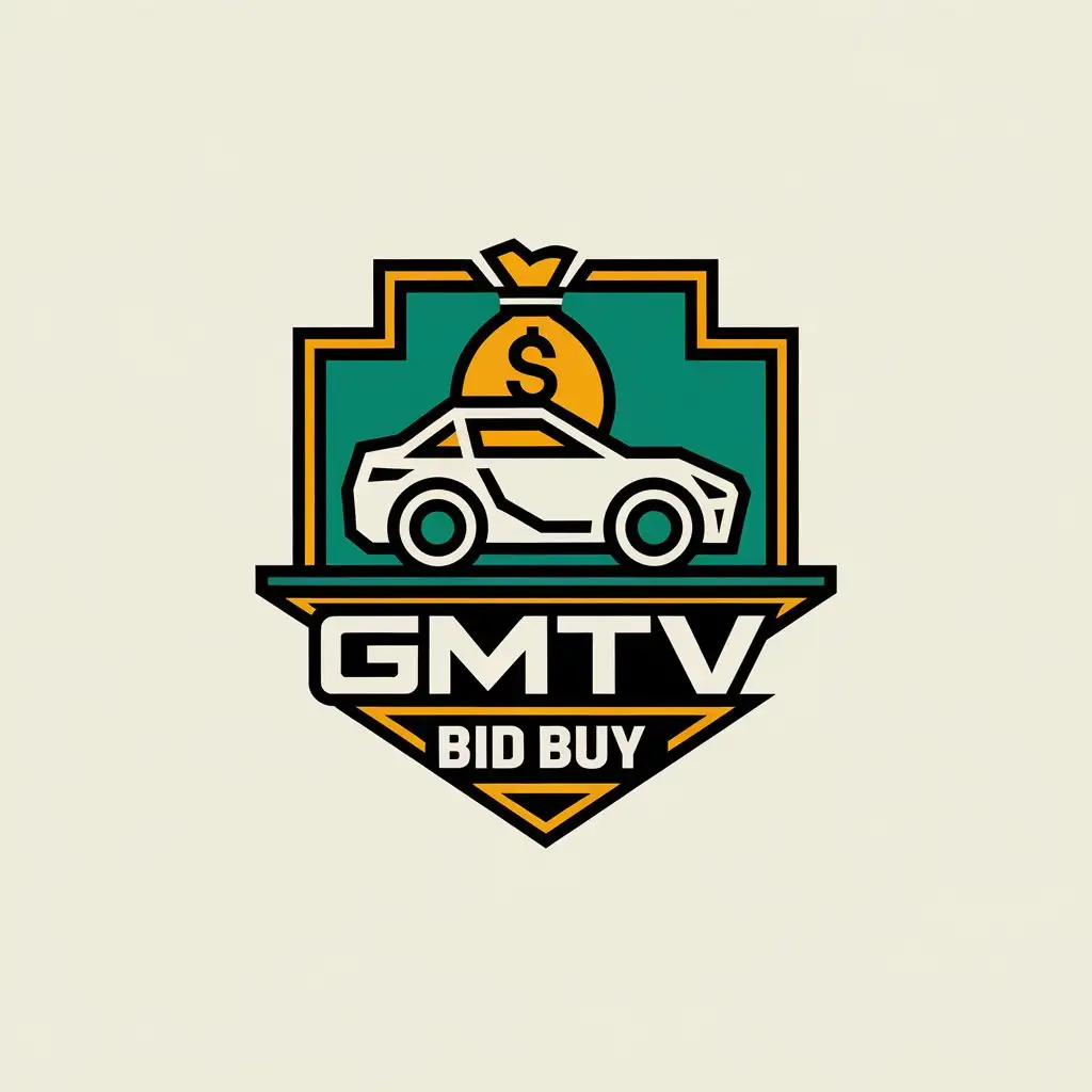 LOGO Design for GMTV Bid Buy Vector Logo with Car Money Symbol for Automotive Industry