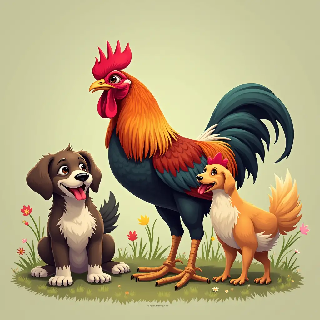 Rooster+dog