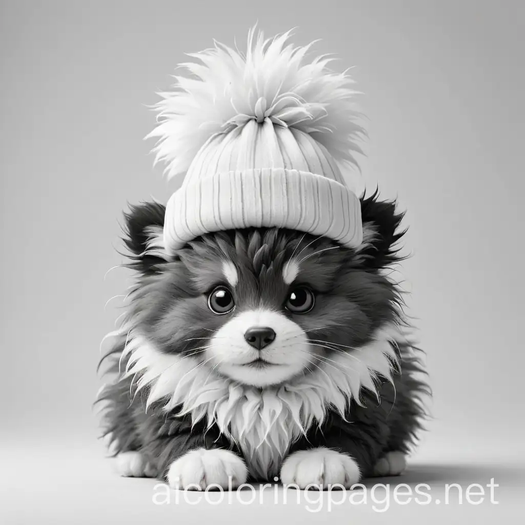 Fluffy-Animal-Coloring-Page-with-Pompom-Hat