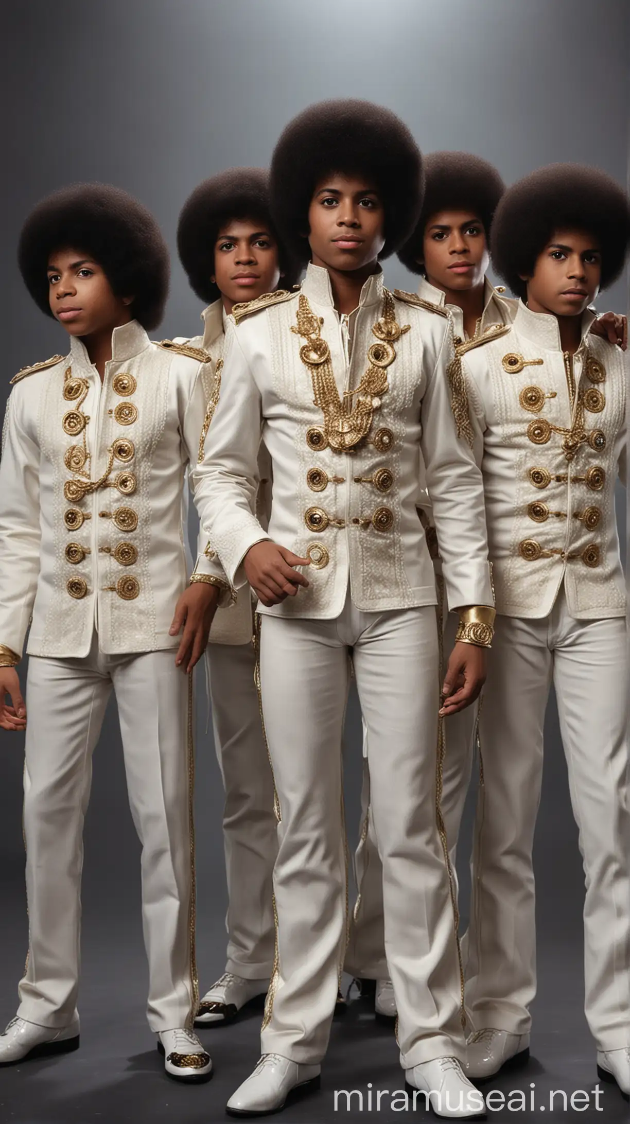 Hyper Realistic Depiction of Michael Performing with the Jackson 5 in Their Early Years